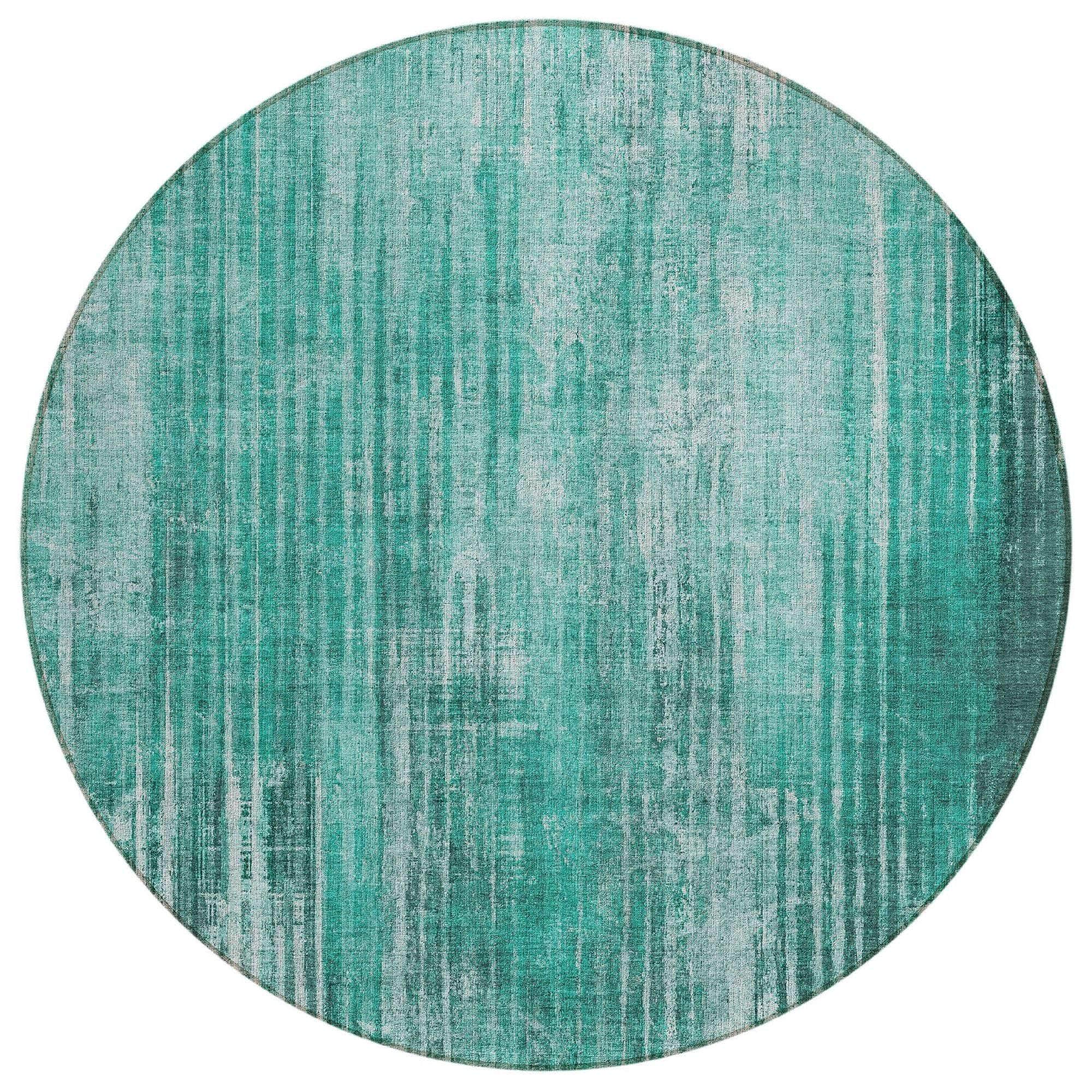 Machine Washable Teal Rug - Indoor / Outdoor - Kids / Pet Friendly Stripes Print Rug