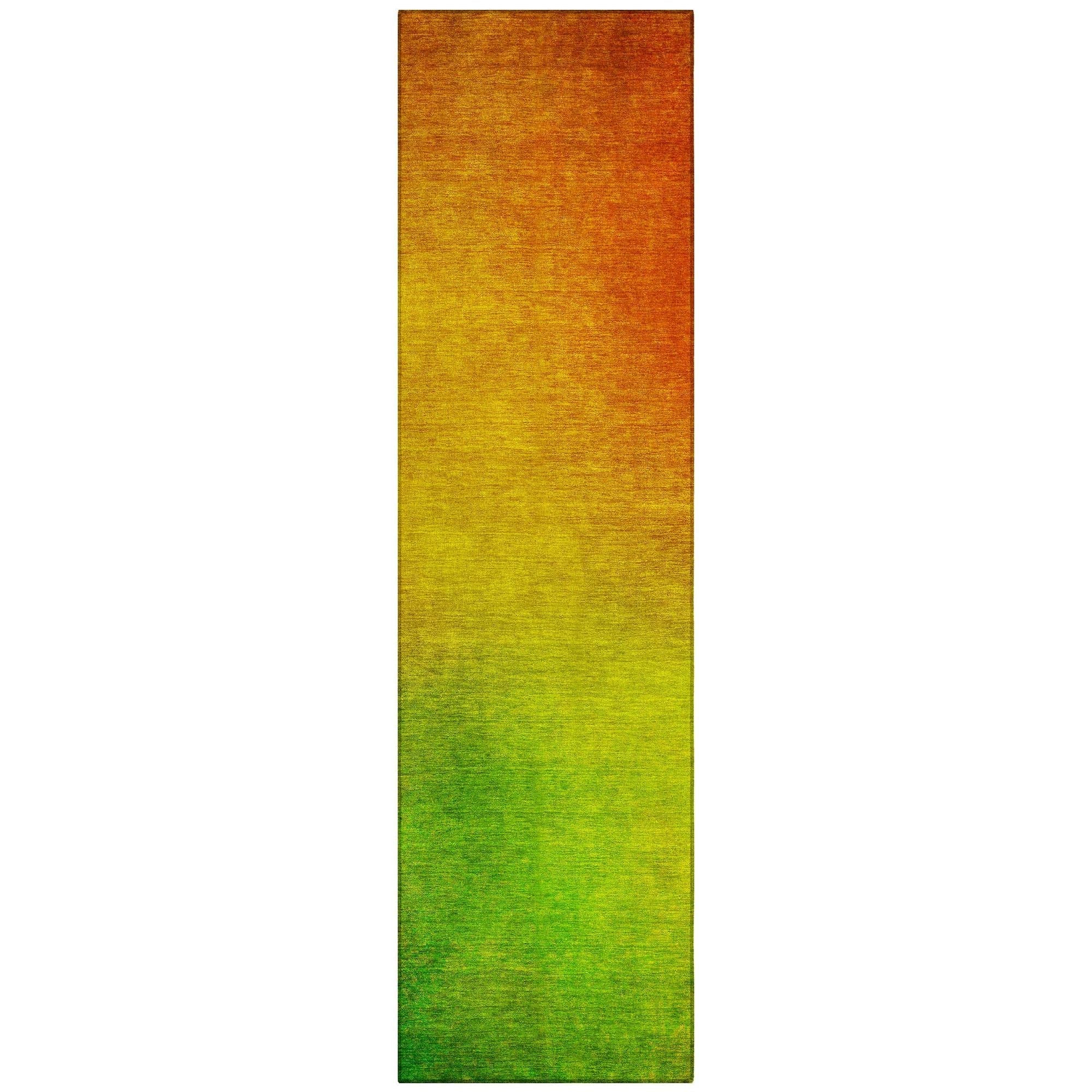 Machine Washable Terracotta Orange Rug - Indoor / Outdoor - Kids / Pet Friendly Ombre Print Rug