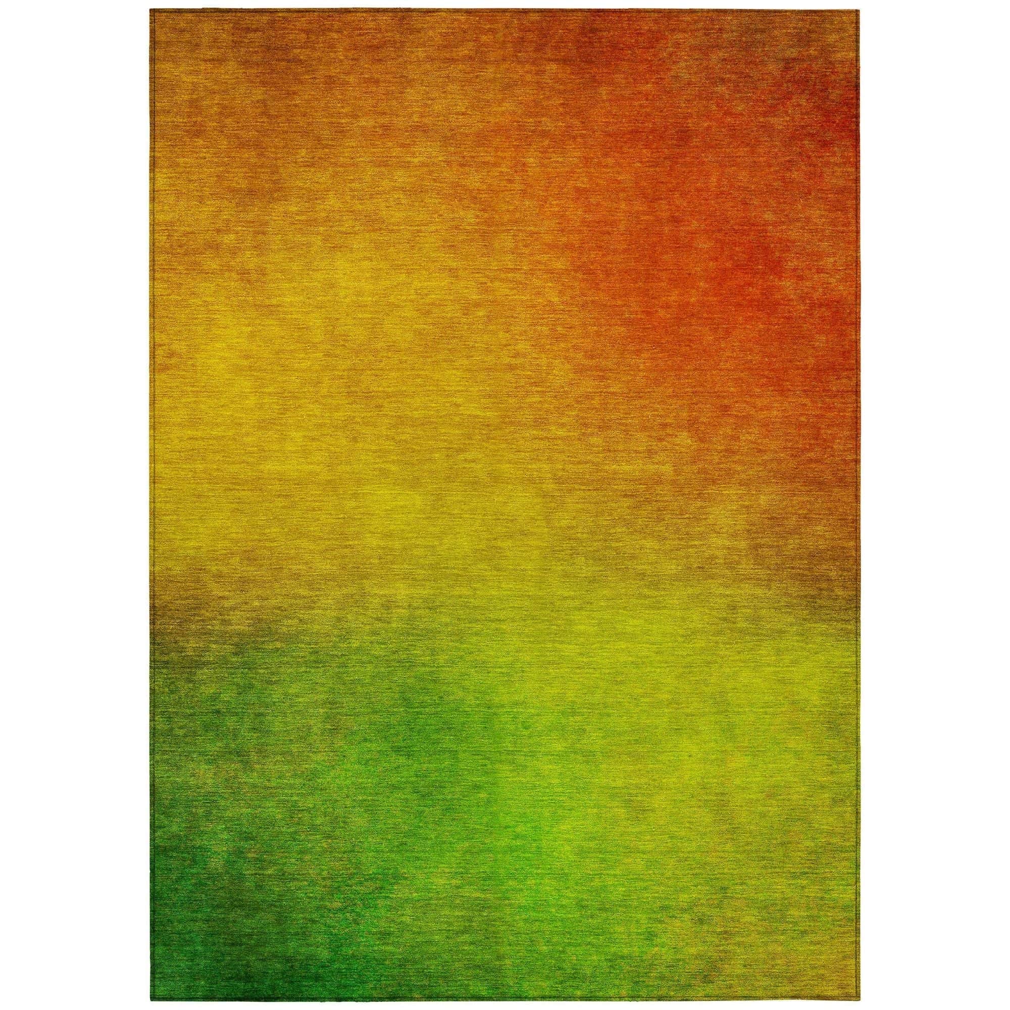 Machine Washable Terracotta Orange Rug - Indoor / Outdoor - Kids / Pet Friendly Ombre Print Rug