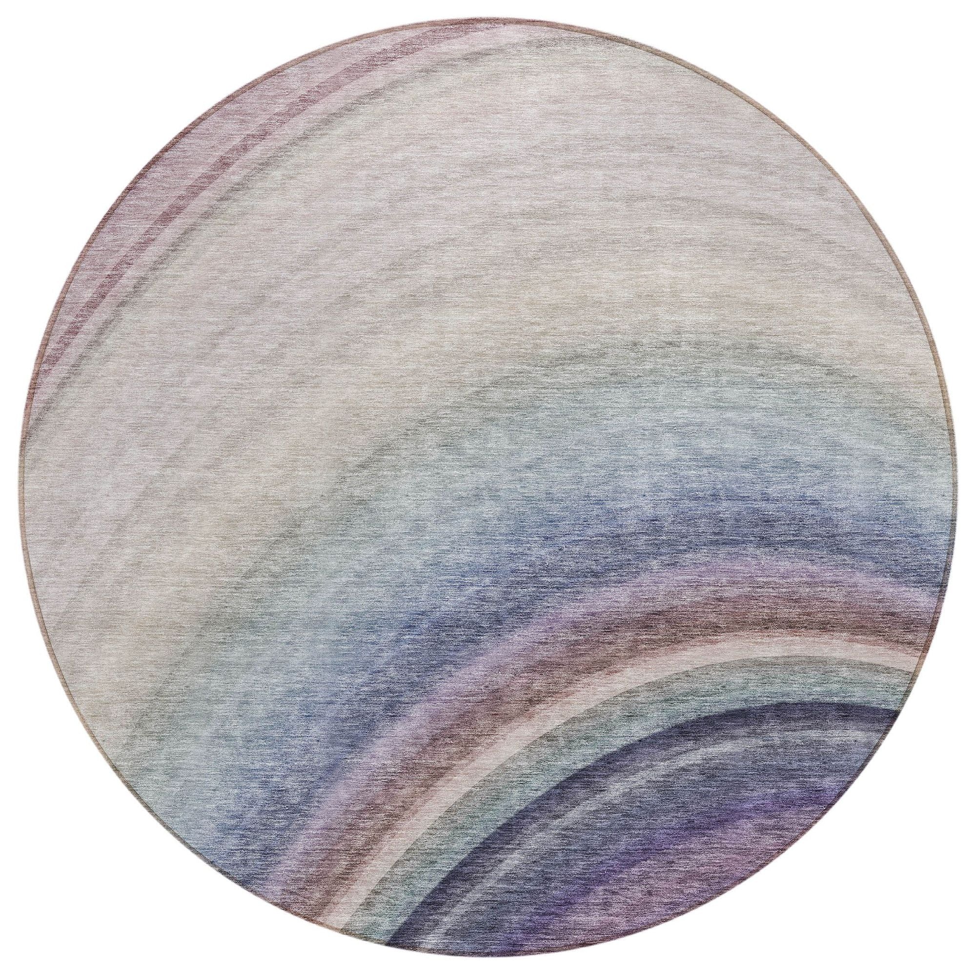 Machine Washable Beige Brown Rug - Indoor / Outdoor - Kids / Pet Friendly Waves Print Rug