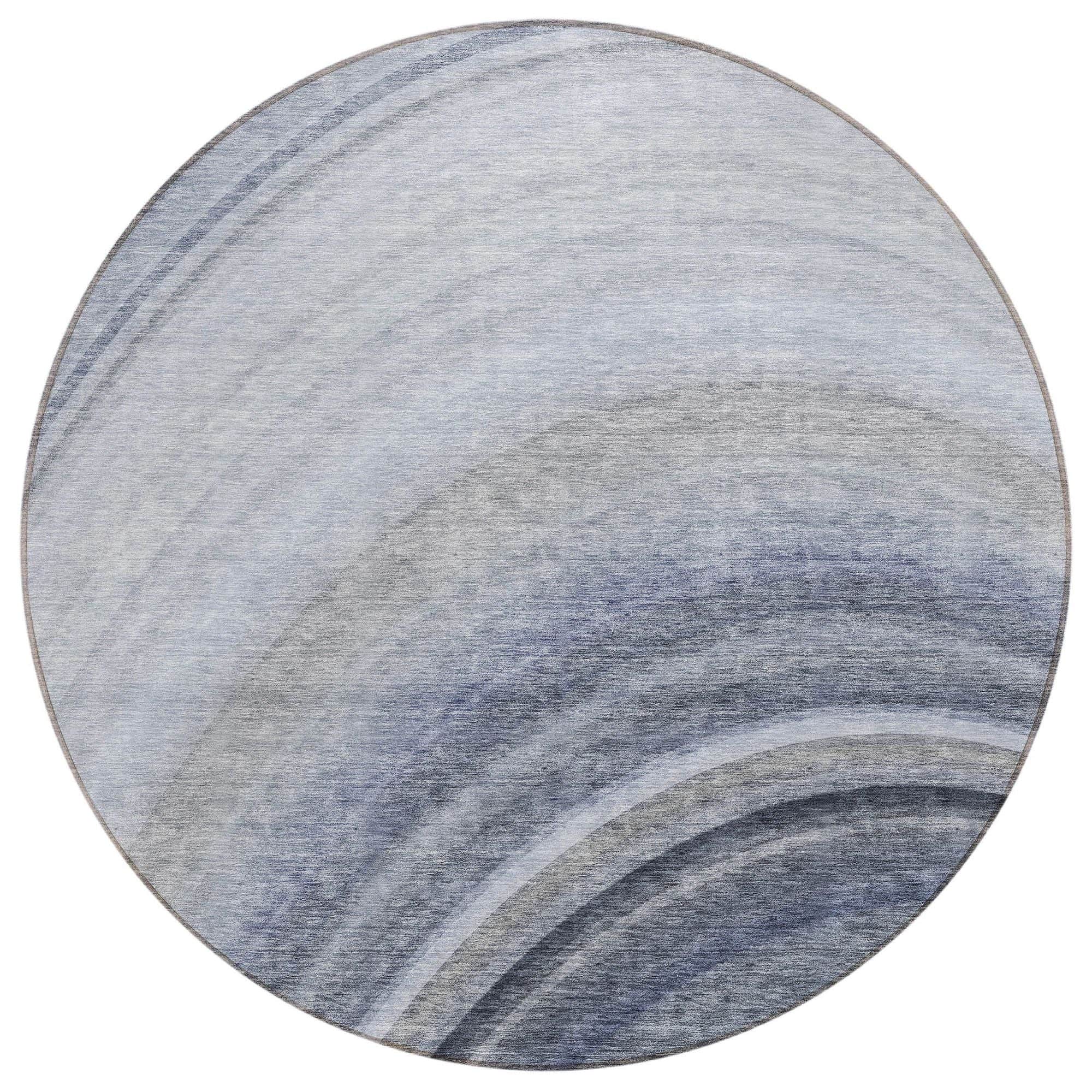 Machine Washable Blue Rug - Indoor / Outdoor - Kids / Pet Friendly Waves Print Rug