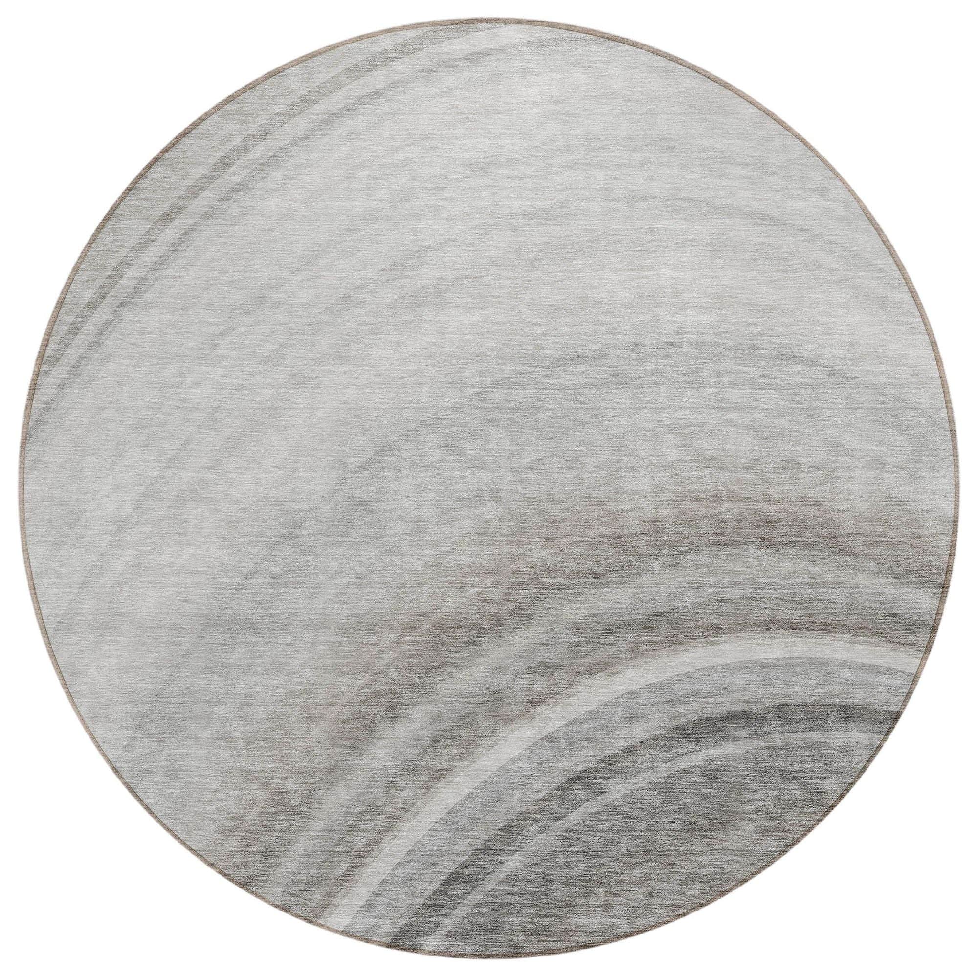Machine Washable Gray Rug - Indoor / Outdoor - Kids / Pet Friendly Waves Print Rug