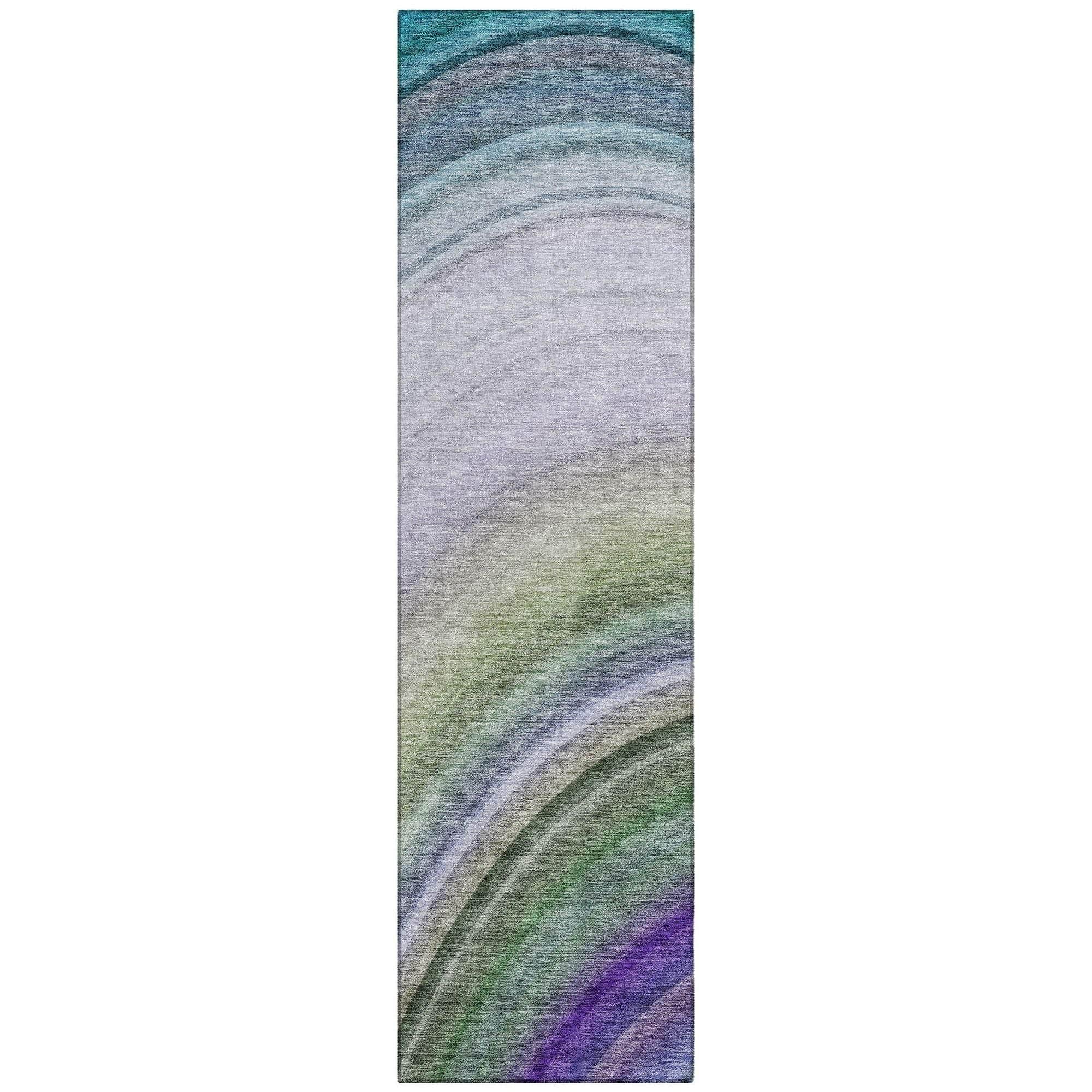 Machine Washable Teal Rug - Indoor / Outdoor - Kids / Pet Friendly Waves Print Rug