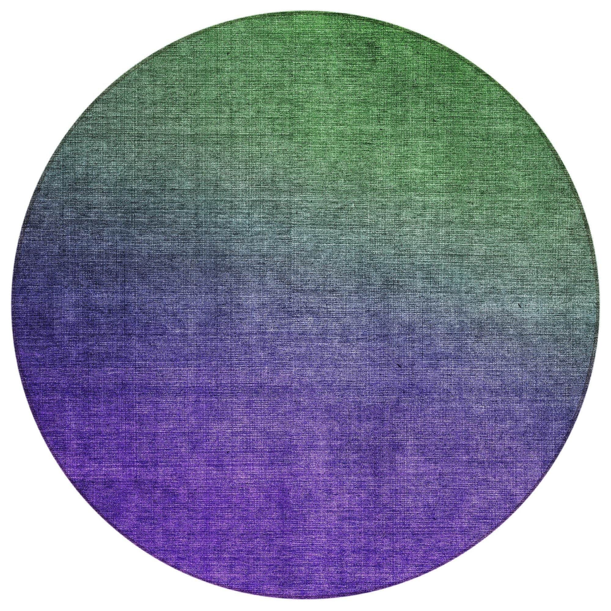 Machine Washable Green Rug - Indoor / Outdoor - Kids / Pet Friendly Circles Print Rug