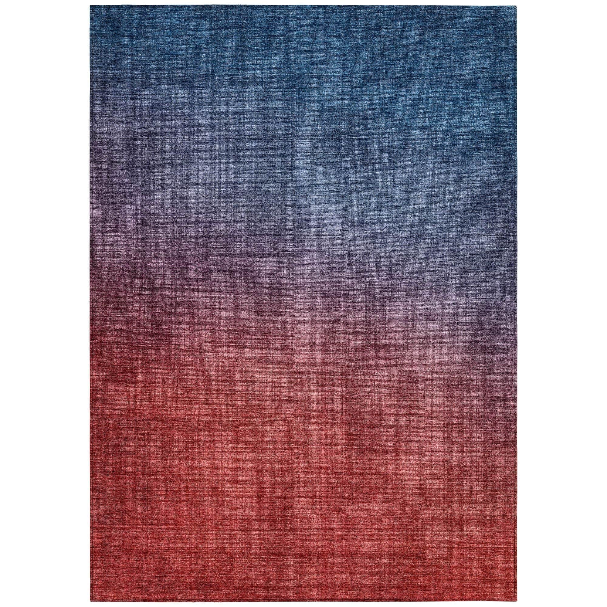 Machine Washable Navy Blue Rug - Indoor / Outdoor - Kids / Pet Friendly Circles Print Rug