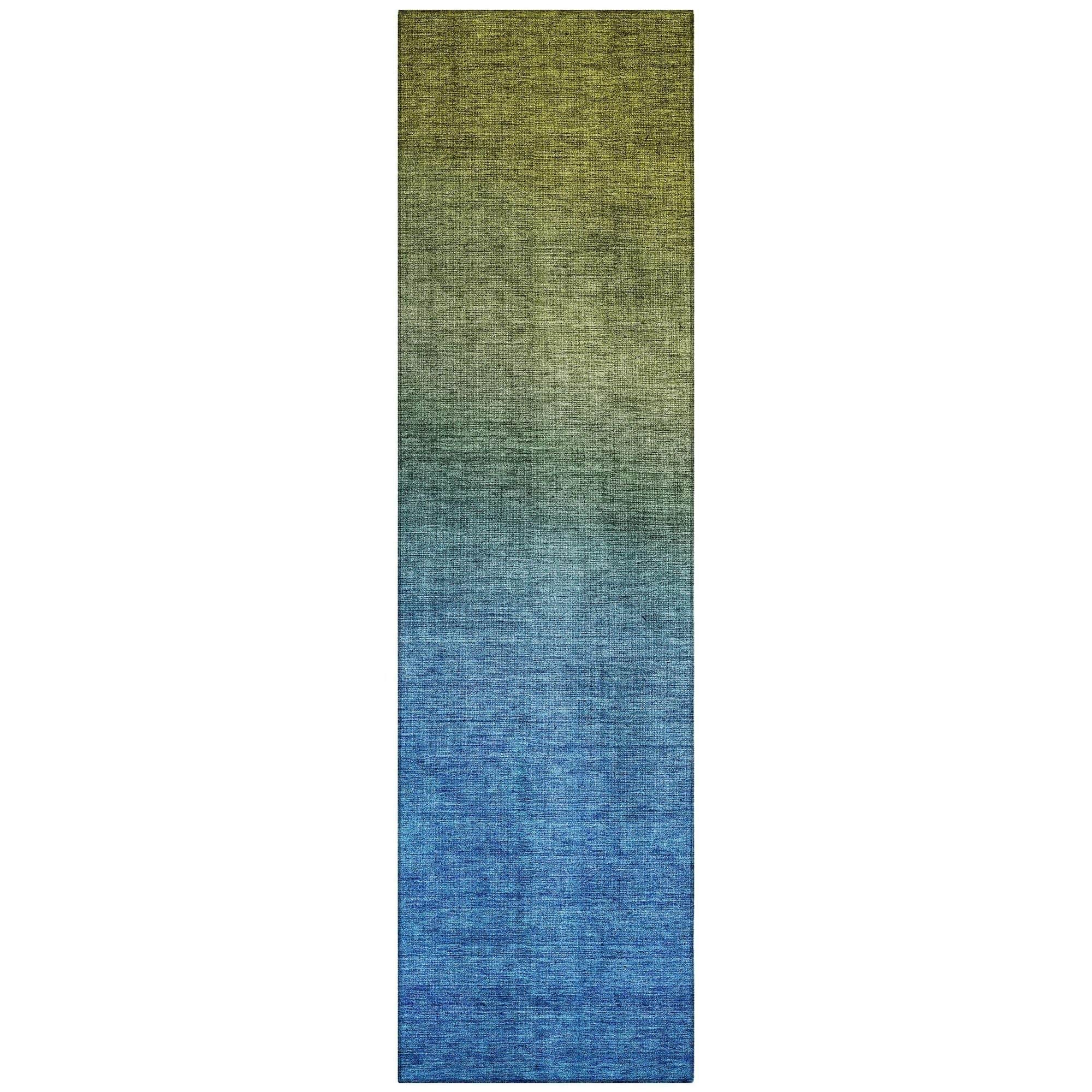 Machine Washable Olive Green Rug - Indoor / Outdoor - Kids / Pet Friendly Circles Print Rug