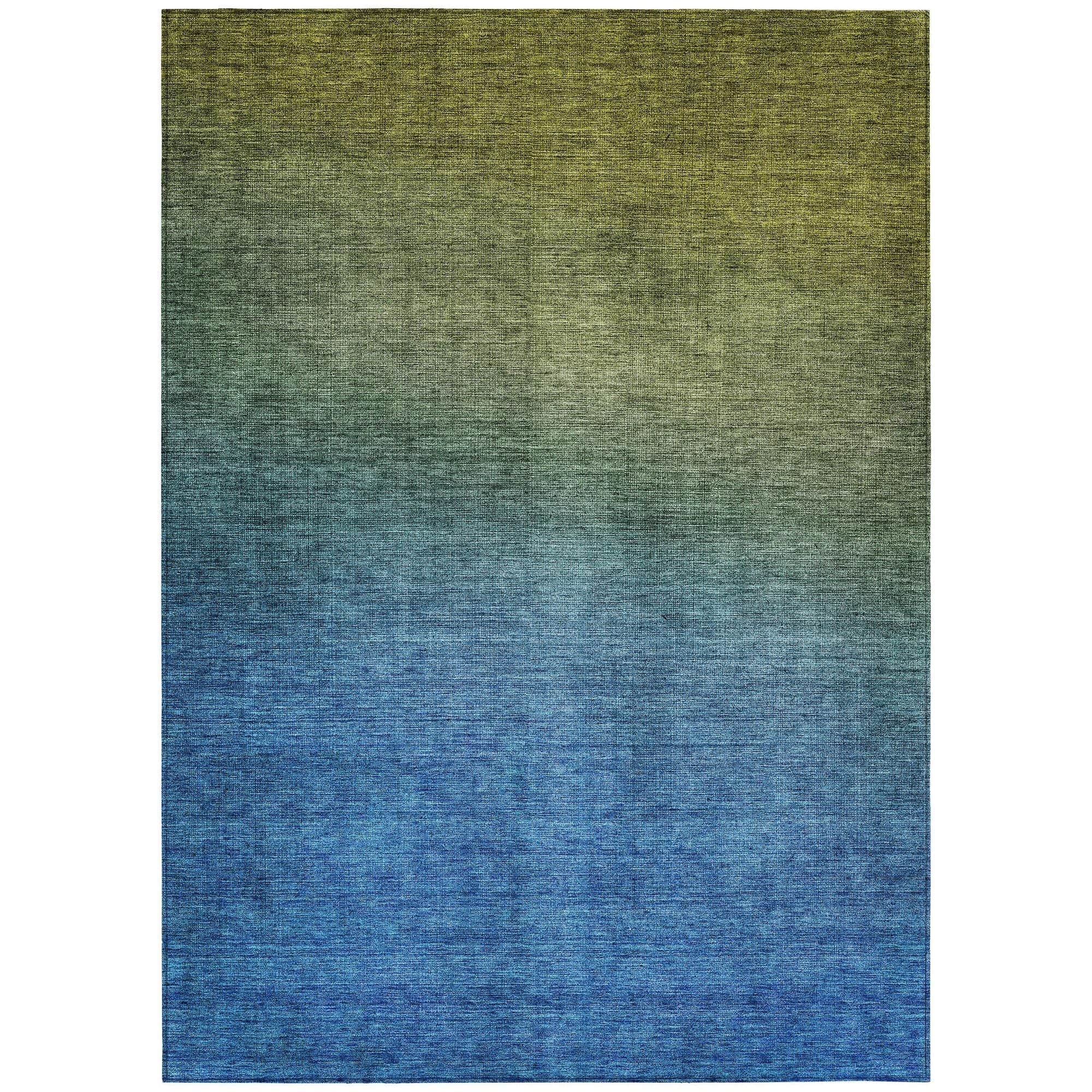 Machine Washable Olive Green Rug - Indoor / Outdoor - Kids / Pet Friendly Circles Print Rug