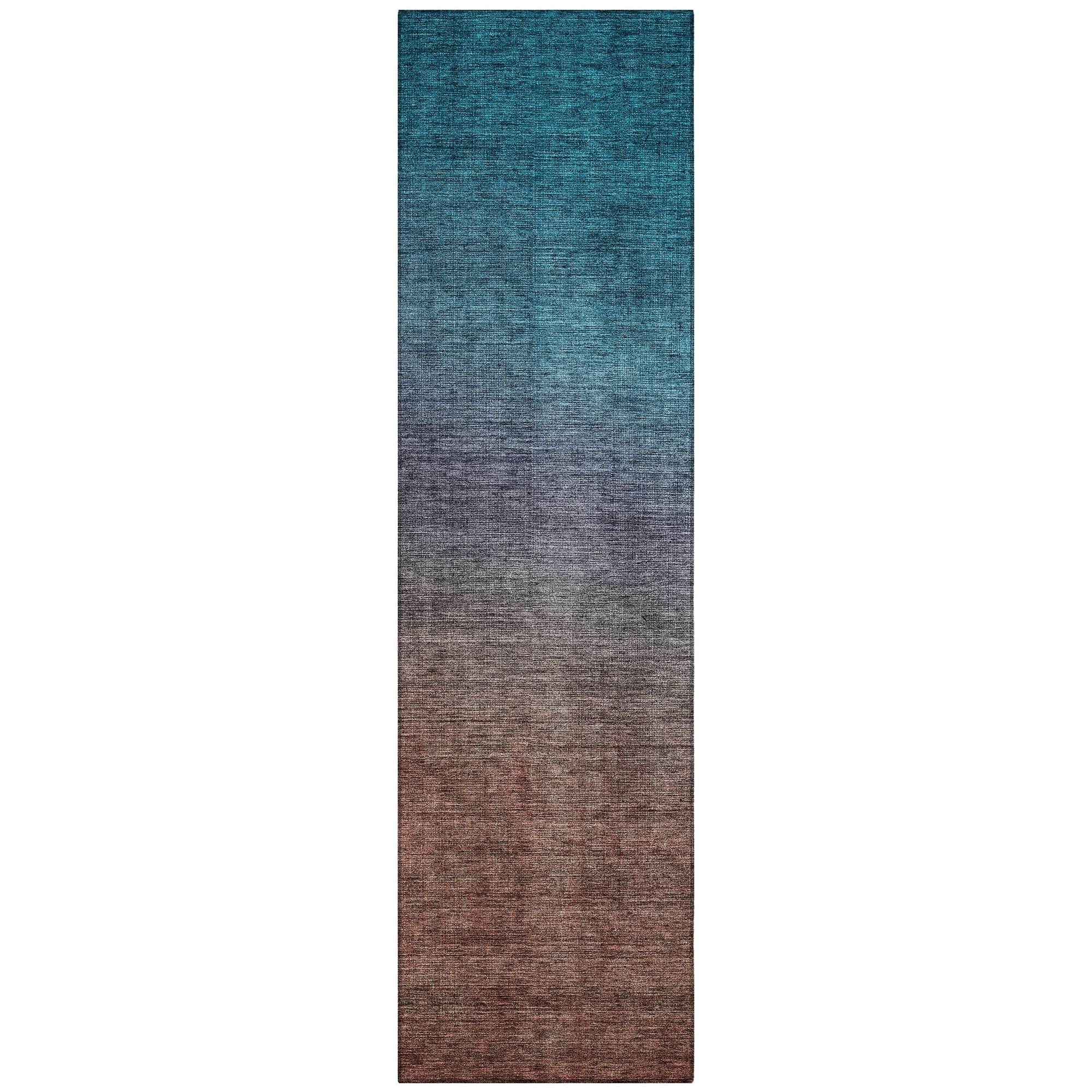 Machine Washable Teal Rug - Indoor / Outdoor - Kids / Pet Friendly Circles Print Rug