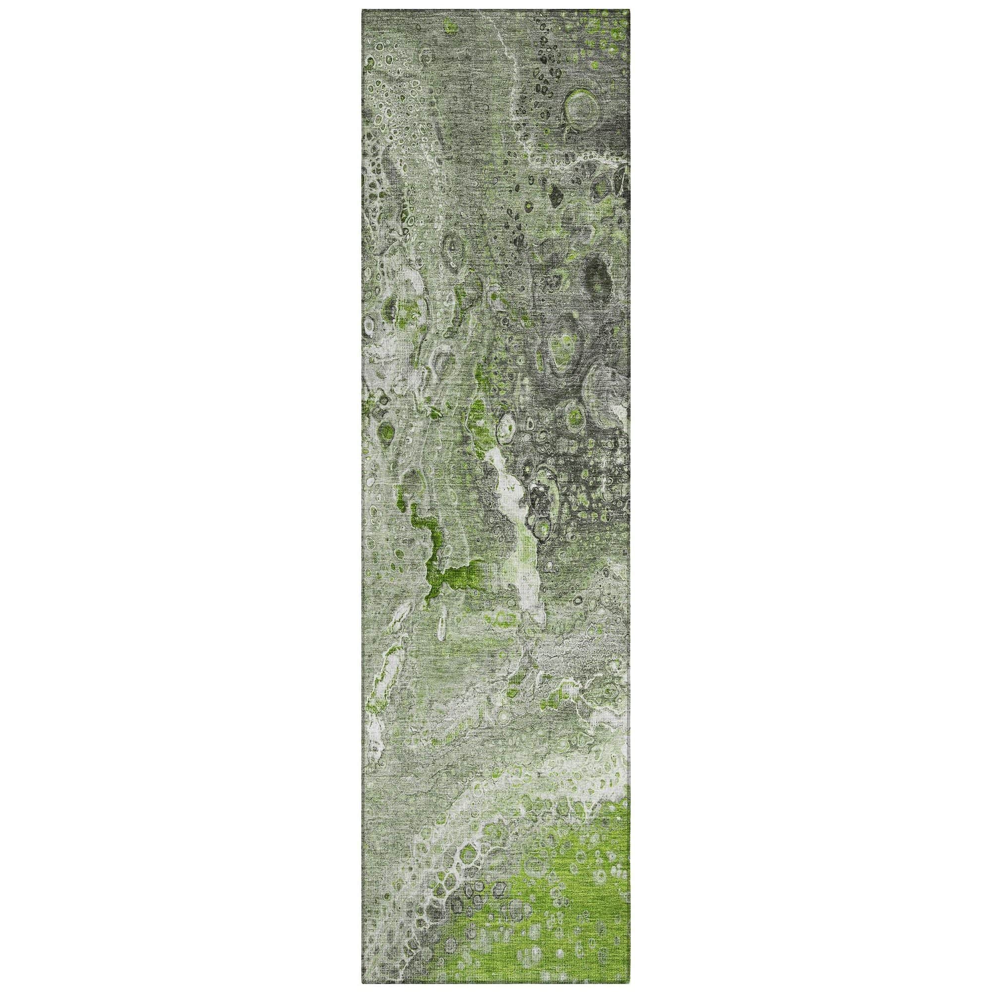 Machine Washable Aloe Green Rug - Indoor / Outdoor - Kids / Pet Friendly Abstract Print Rug