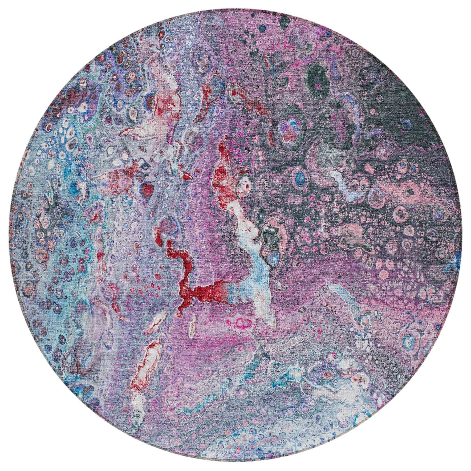 Machine Washable Blue Rug - Indoor / Outdoor - Kids / Pet Friendly Abstract Print Rug