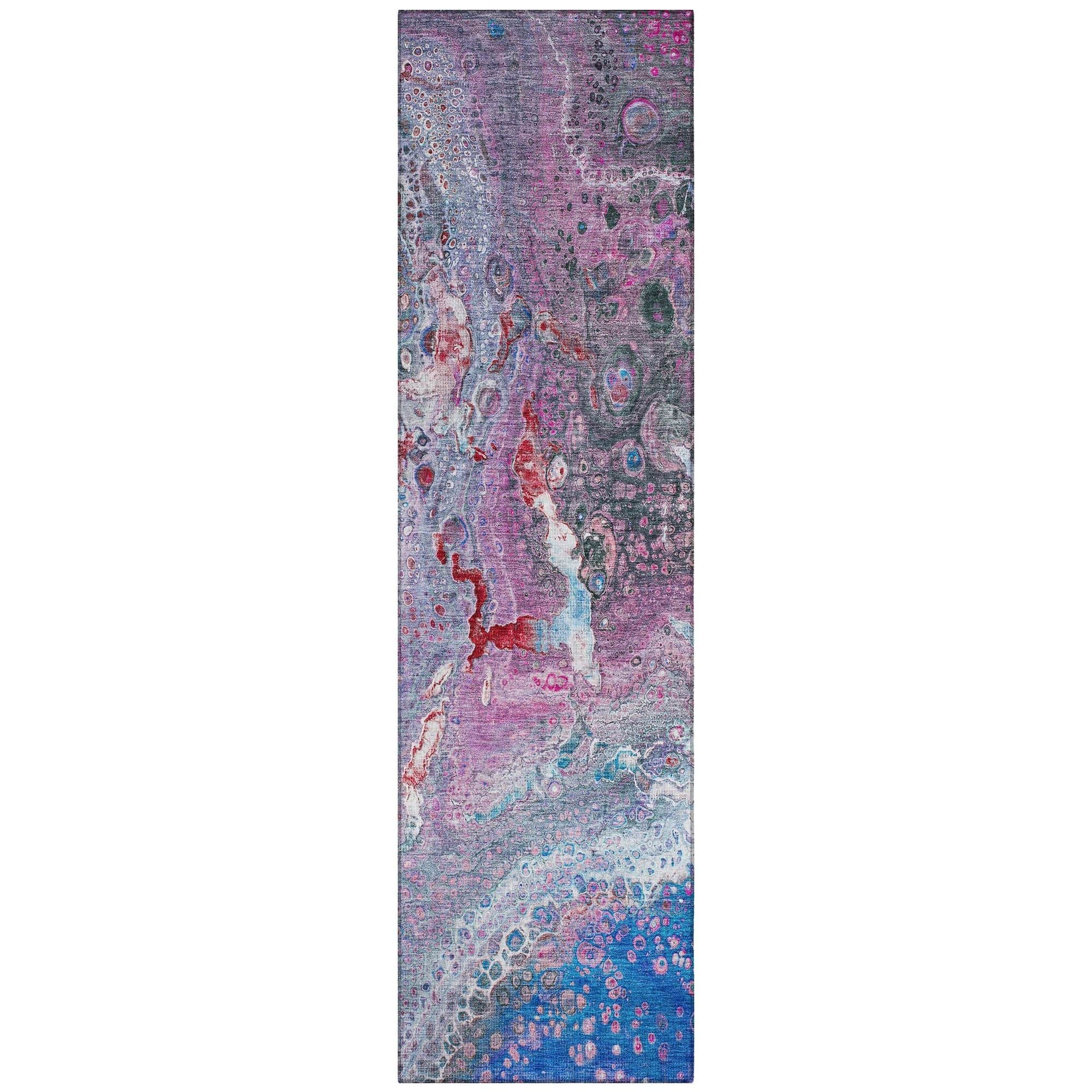 Machine Washable Blue Rug - Indoor / Outdoor - Kids / Pet Friendly Abstract Print Rug