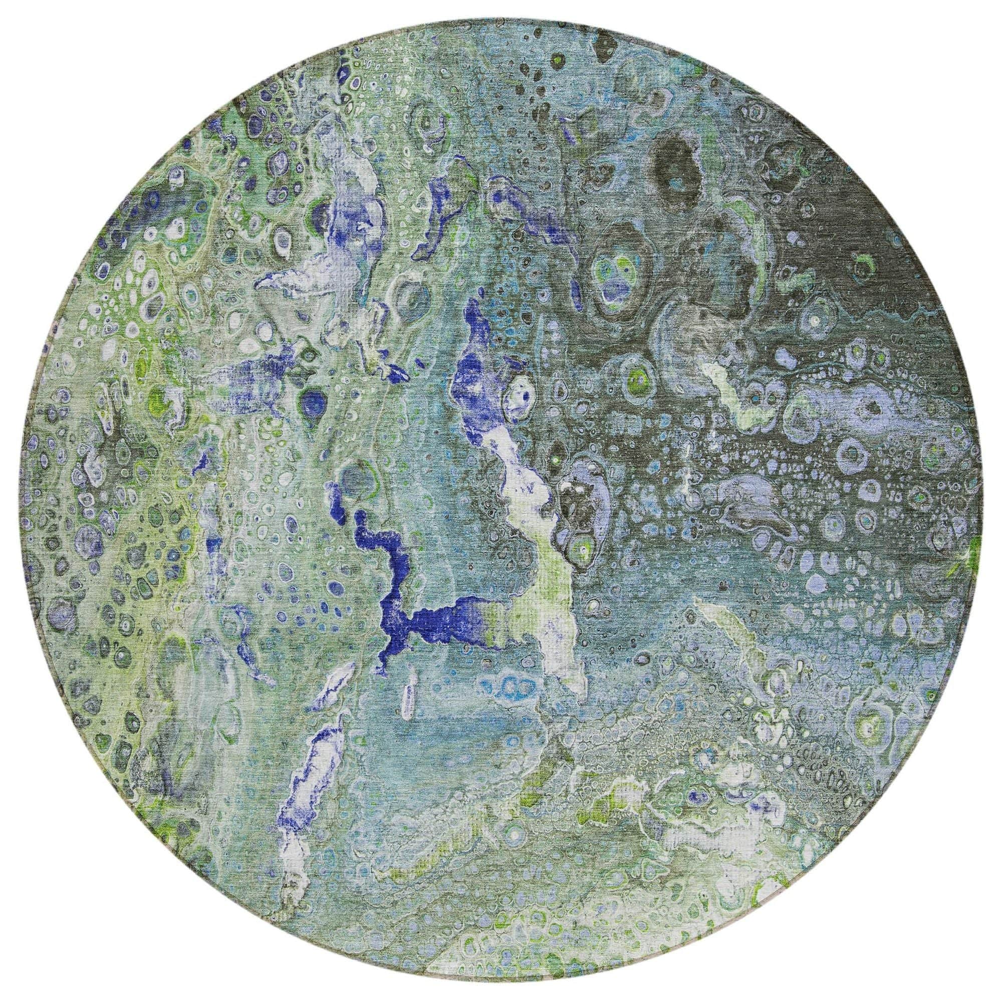 Machine Washable Green Rug - Indoor / Outdoor - Kids / Pet Friendly Abstract Print Rug