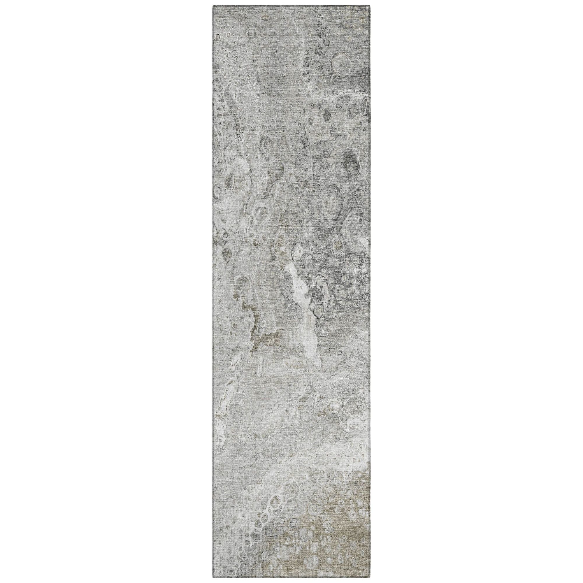 Machine Washable Silver Gray Rug - Indoor / Outdoor - Kids / Pet Friendly Abstract Print Rug
