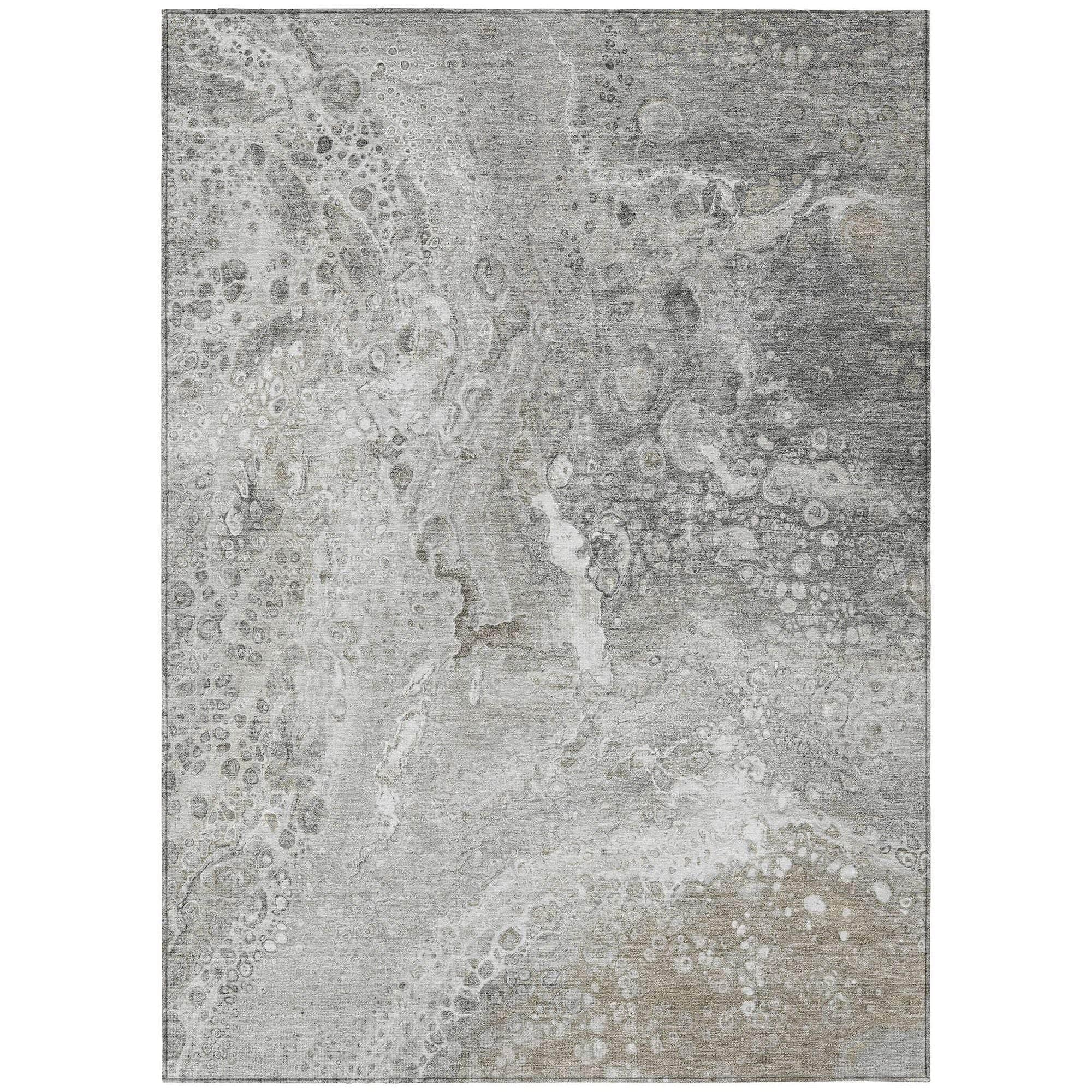 Machine Washable Silver Gray Rug - Indoor / Outdoor - Kids / Pet Friendly Abstract Print Rug