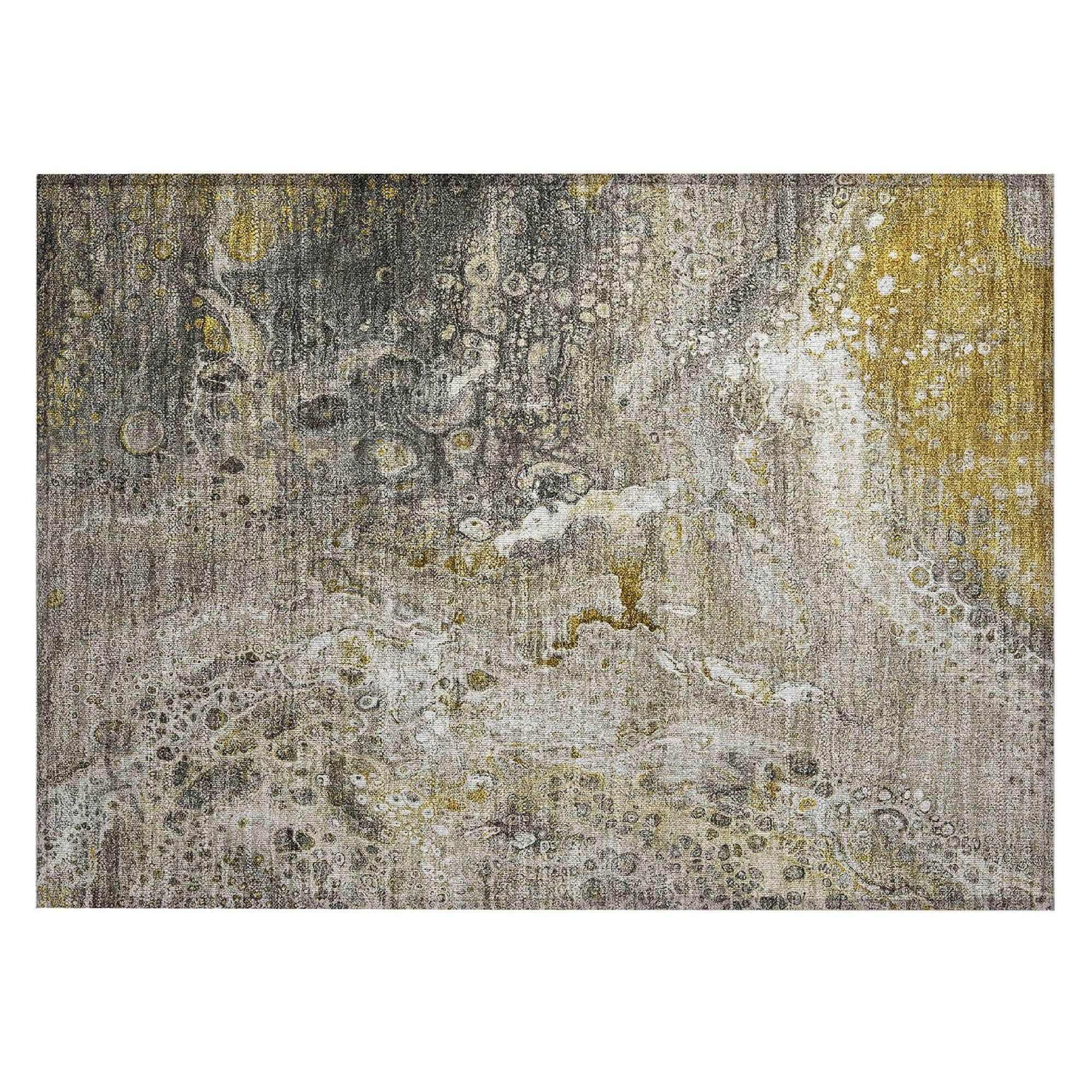 Machine Washable Taupe Brown Rug - Indoor / Outdoor - Kids / Pet Friendly Abstract Print Rug