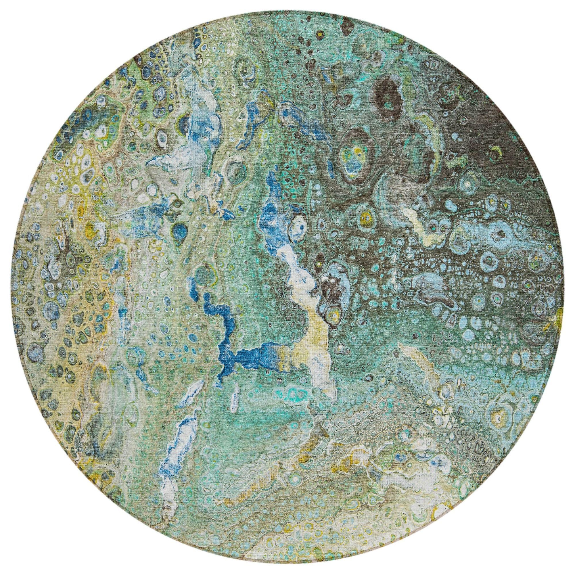 Machine Washable Teal Rug - Indoor / Outdoor - Kids / Pet Friendly Abstract Print Rug