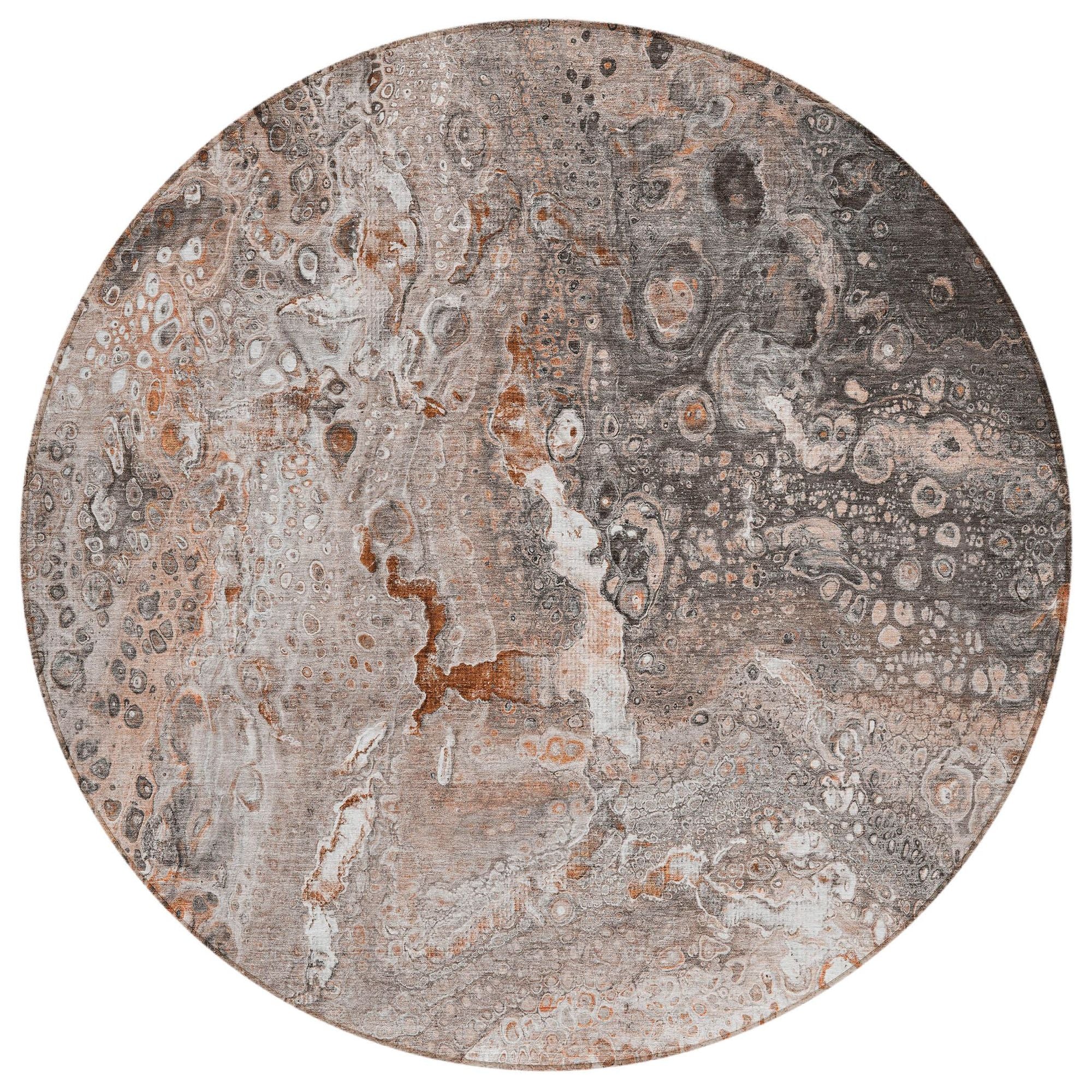 Machine Washable Terracotta Orange Rug - Indoor / Outdoor - Kids / Pet Friendly Abstract Print Rug