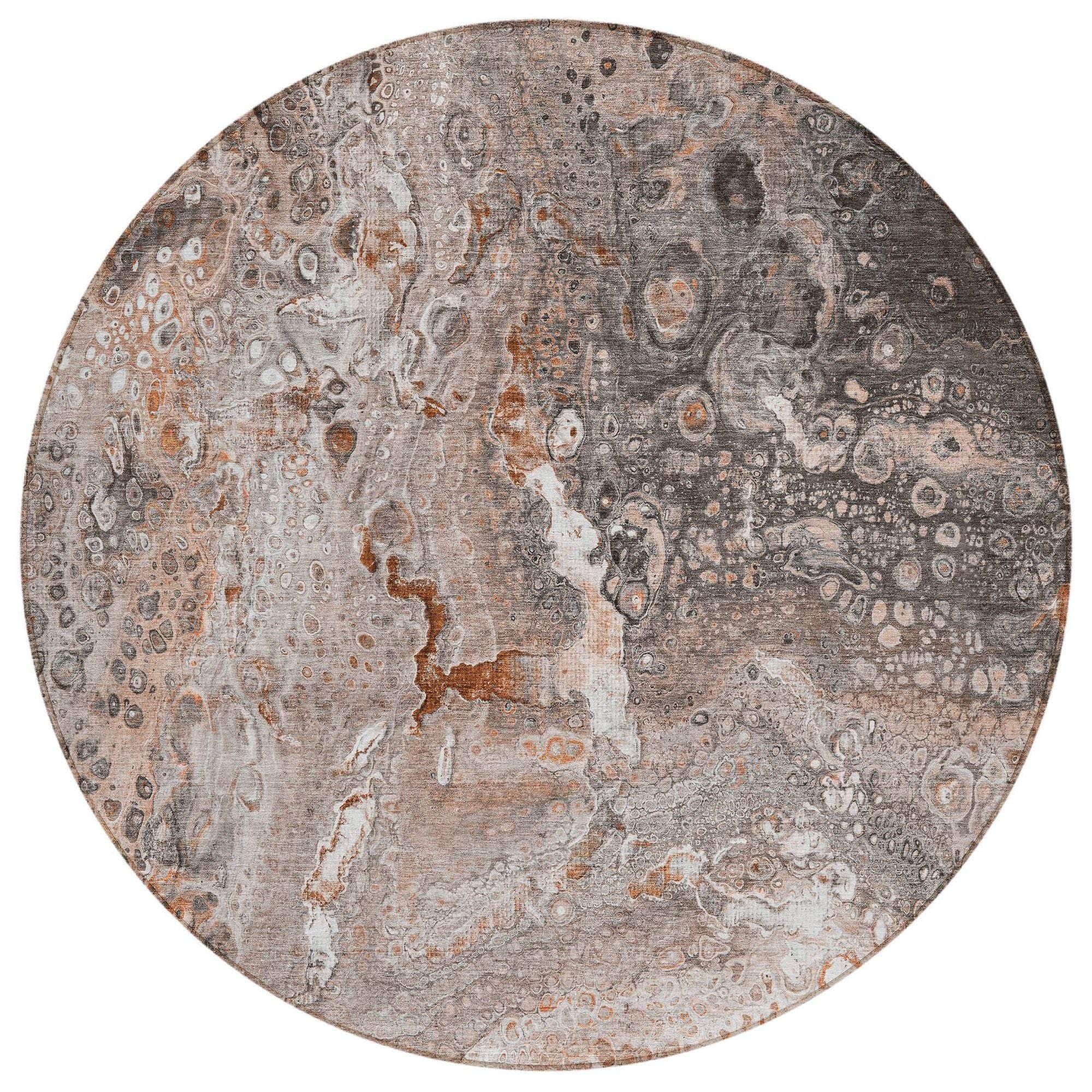 Machine Washable Terracotta Orange Rug - Indoor / Outdoor - Kids / Pet Friendly Abstract Print Rug