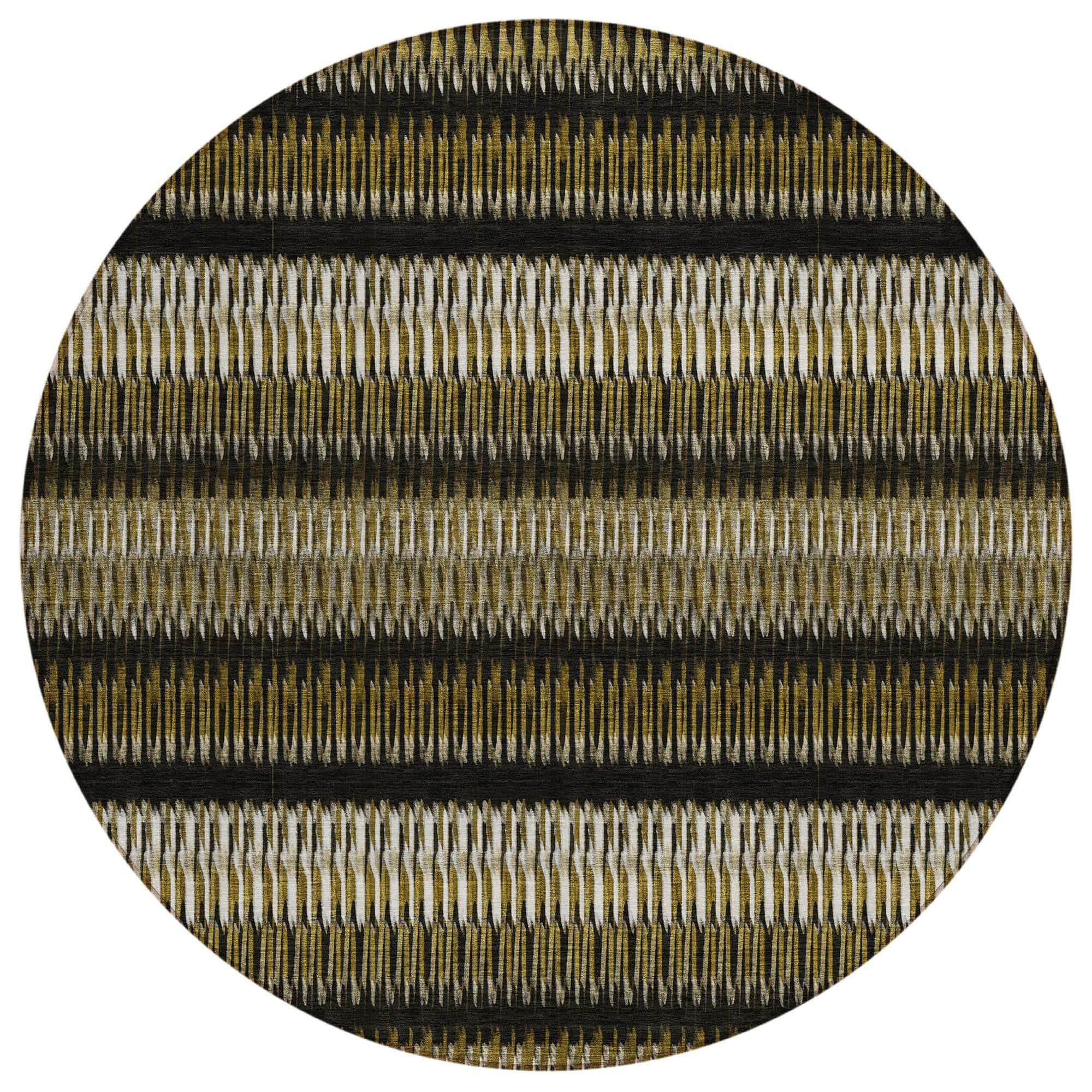 Machine Washable Brown Rug - Indoor / Outdoor - Kids / Pet Friendly Stripes Print Rug