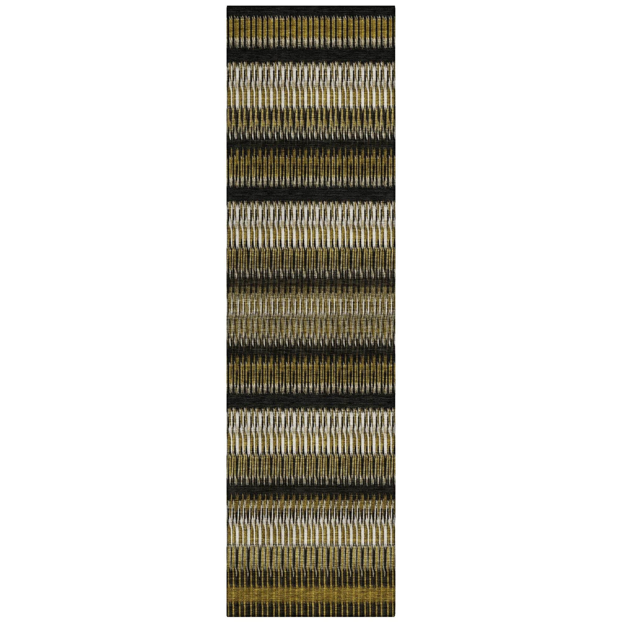 Machine Washable Brown Rug - Indoor / Outdoor - Kids / Pet Friendly Stripes Print Rug