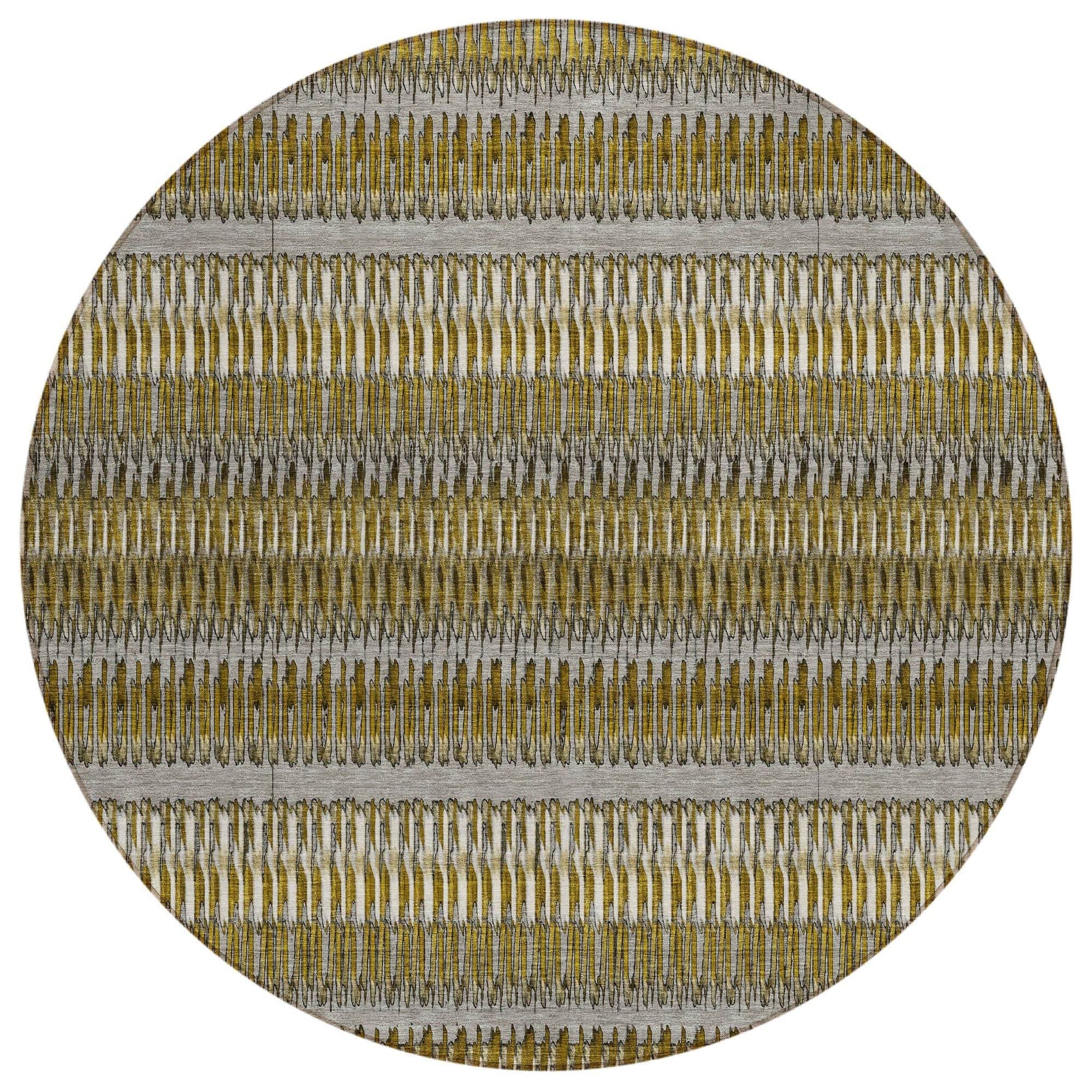 Machine Washable Coffee Brown Rug - Indoor / Outdoor - Kids / Pet Friendly Stripes Print Rug