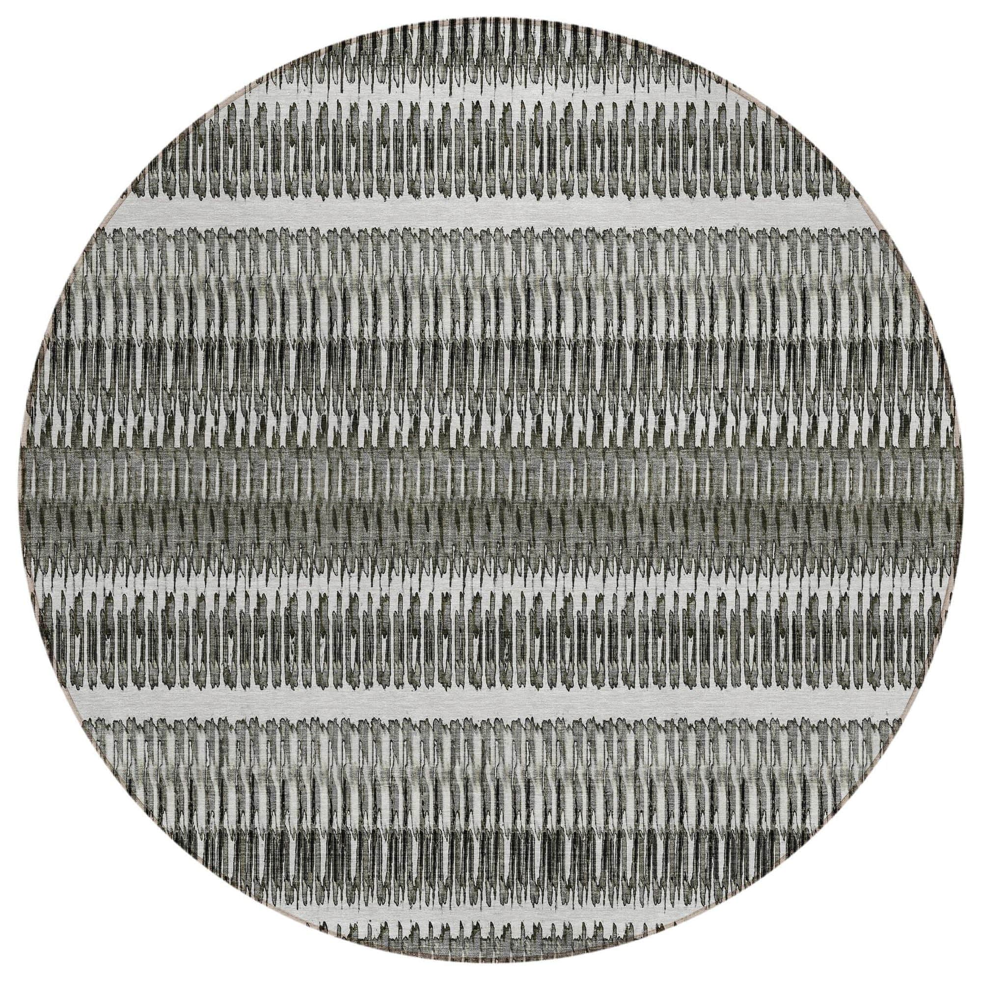 Machine Washable Gray Rug - Indoor / Outdoor - Kids / Pet Friendly Stripes Print Rug