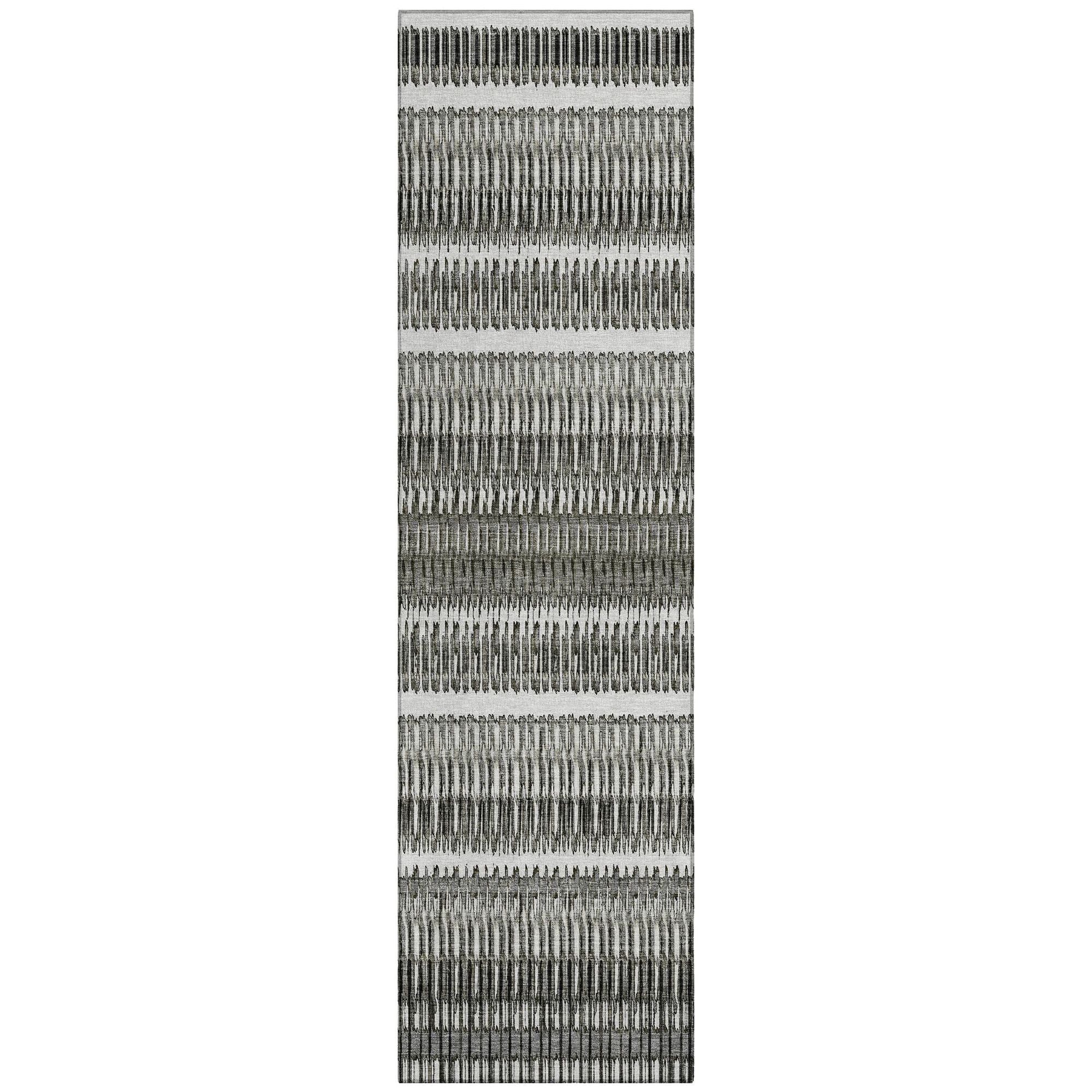 Machine Washable Gray Rug - Indoor / Outdoor - Kids / Pet Friendly Stripes Print Rug