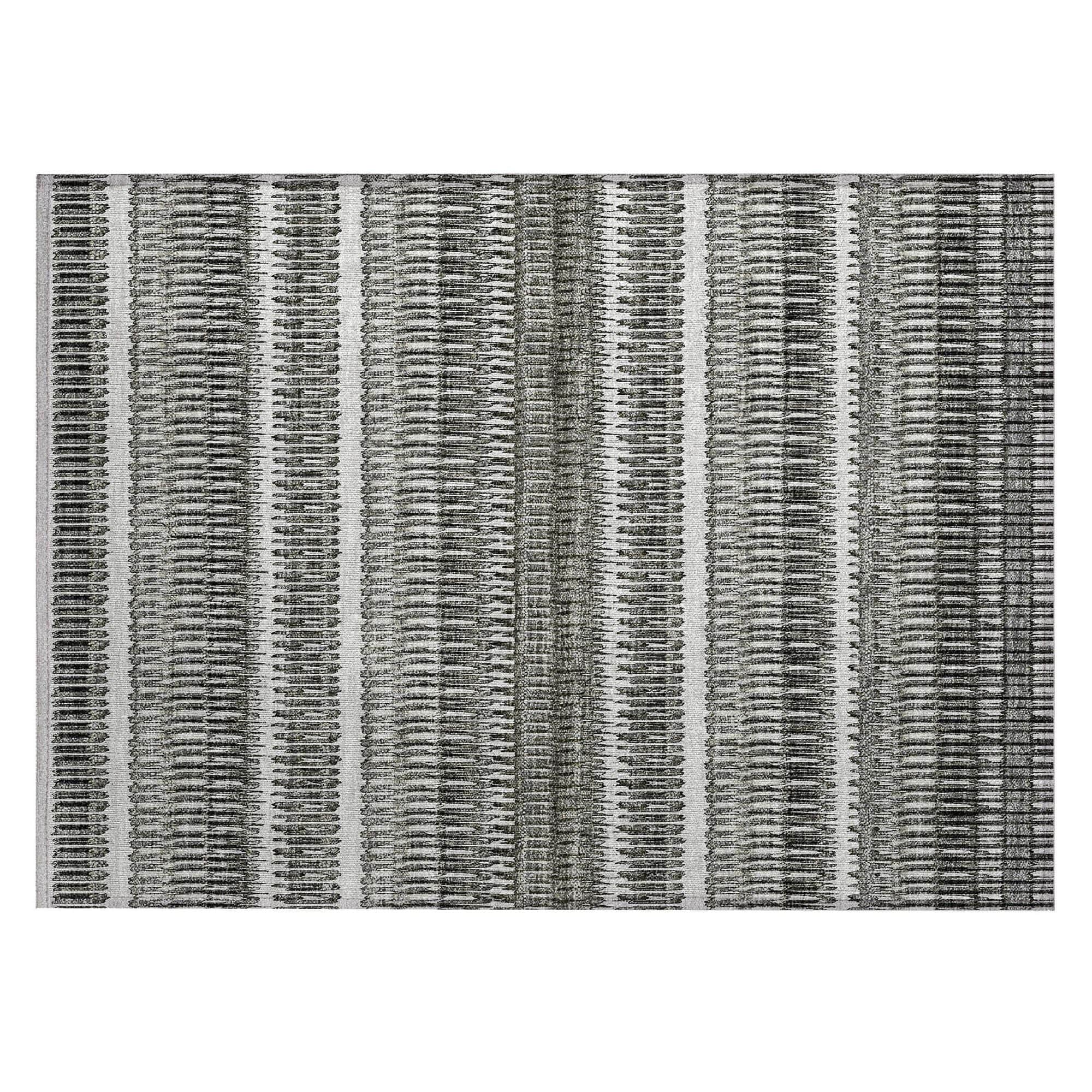 Machine Washable Gray Rug - Indoor / Outdoor - Kids / Pet Friendly Stripes Print Rug