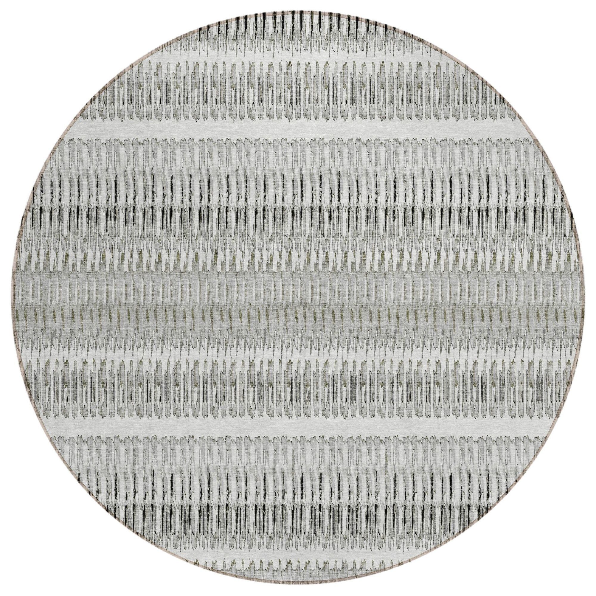 Machine Washable Ivory Rug - Indoor / Outdoor - Kids / Pet Friendly Stripes Print Rug