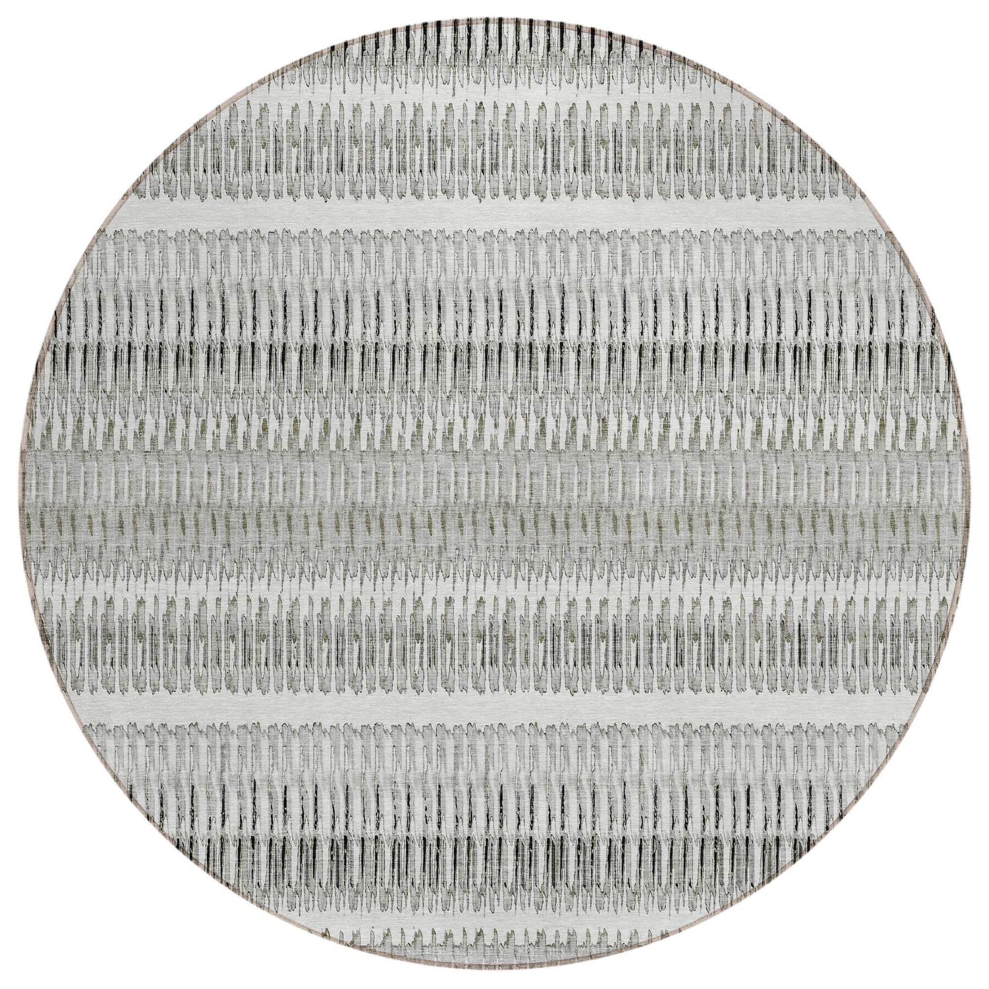 Machine Washable Ivory Rug - Indoor / Outdoor - Kids / Pet Friendly Stripes Print Rug