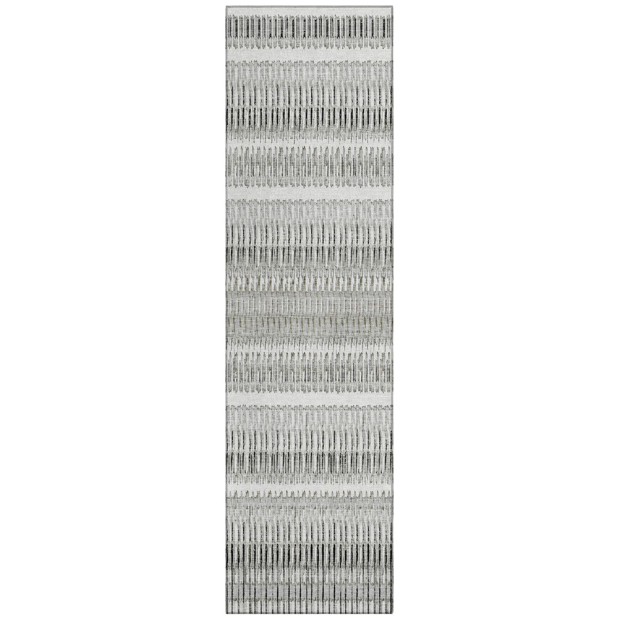 Machine Washable Ivory Rug - Indoor / Outdoor - Kids / Pet Friendly Stripes Print Rug