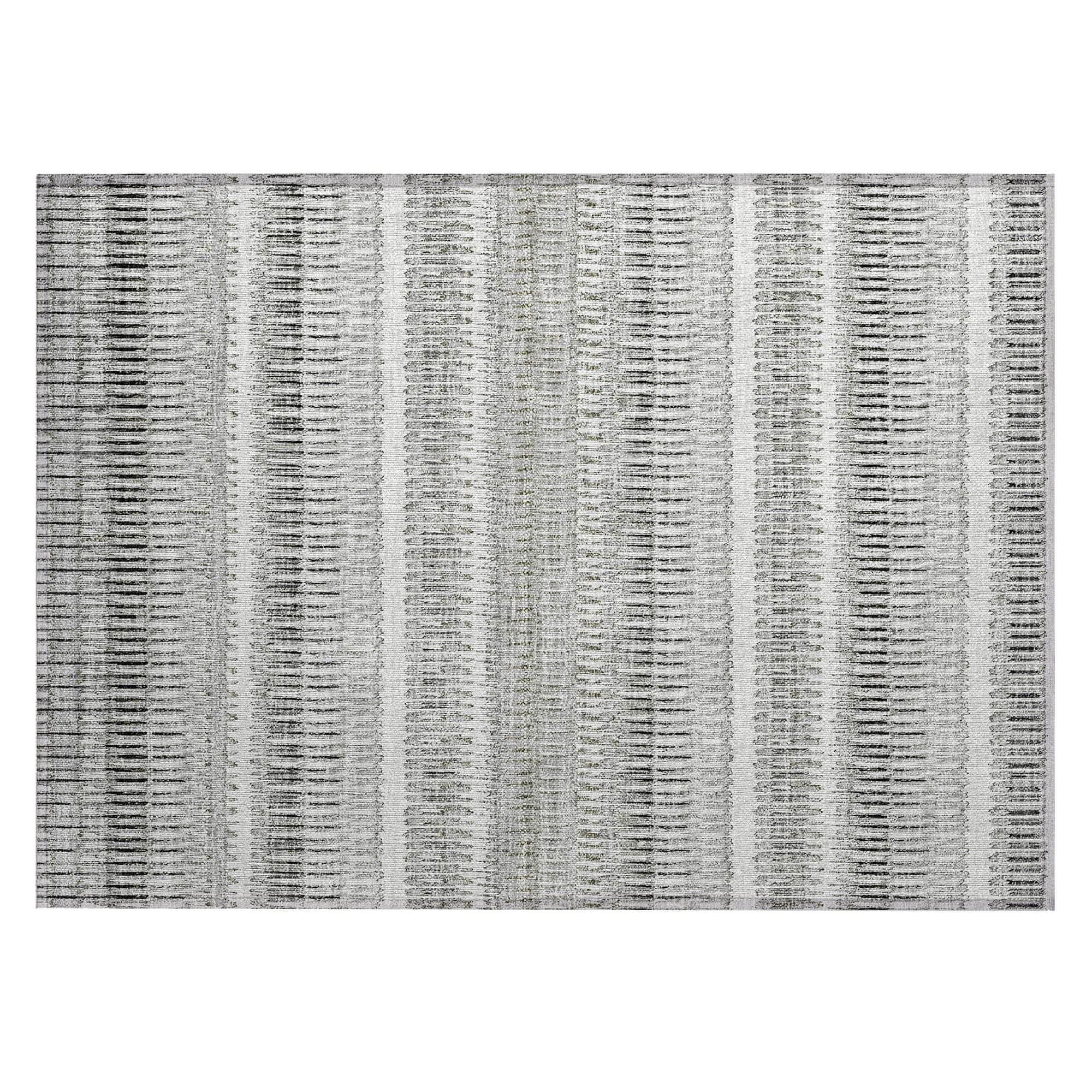 Machine Washable Ivory Rug - Indoor / Outdoor - Kids / Pet Friendly Stripes Print Rug