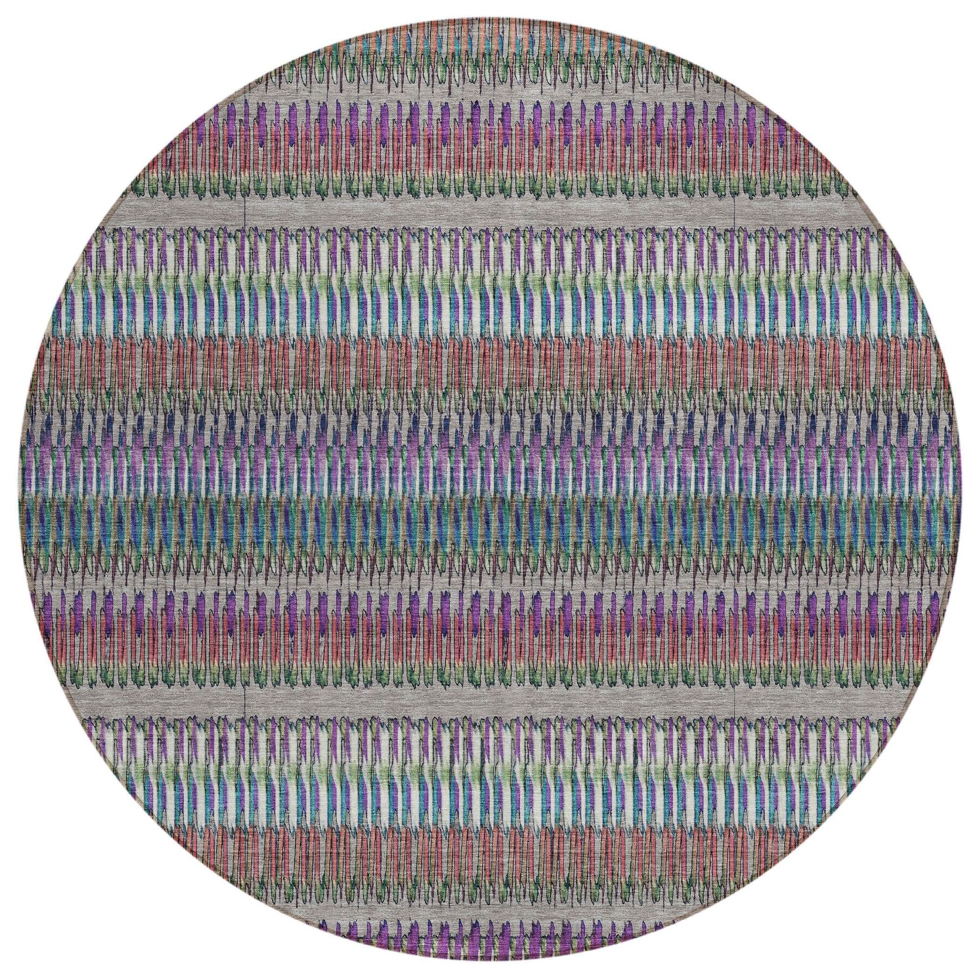 Machine Washable Taupe Brown Rug - Indoor / Outdoor - Kids / Pet Friendly Stripes Print Rug