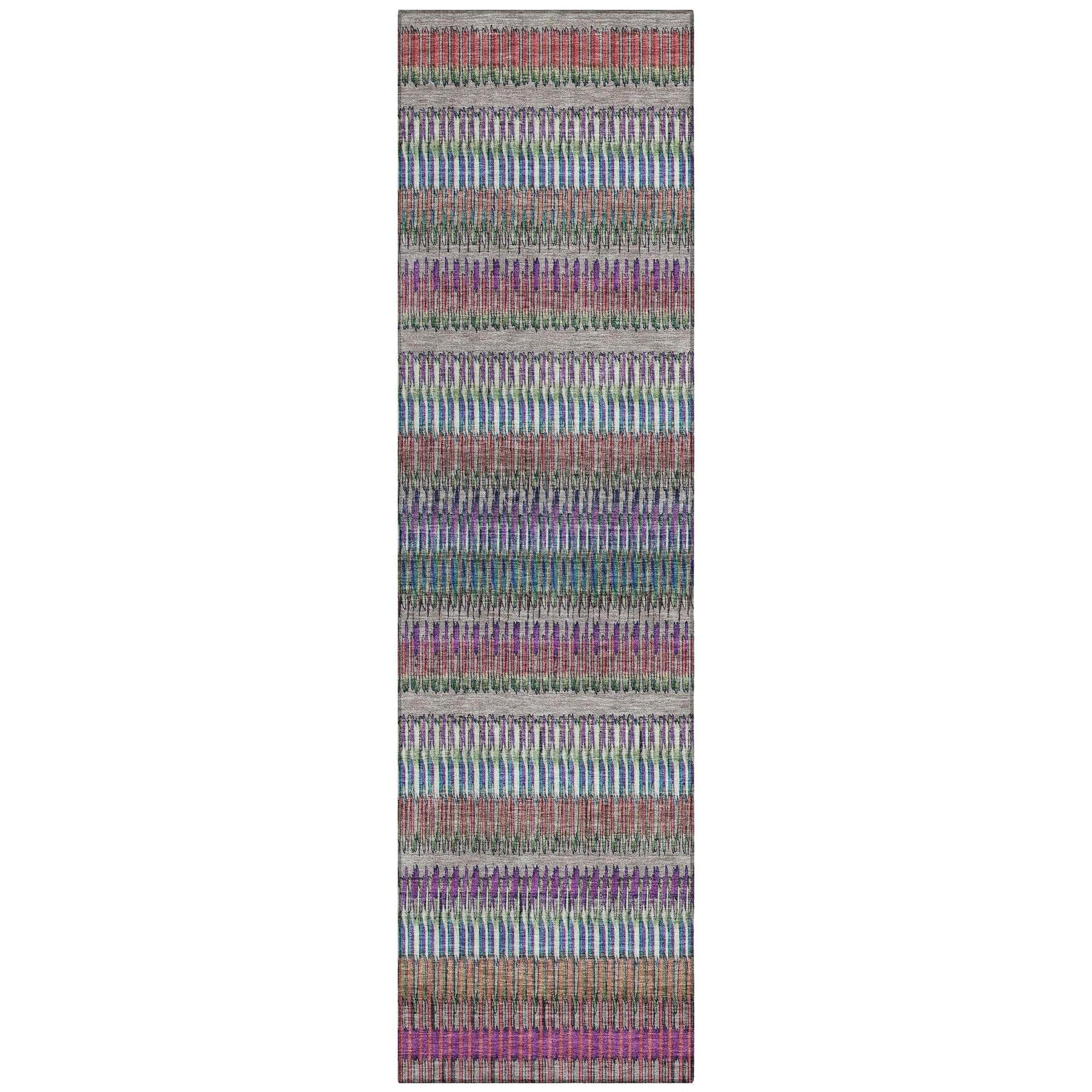 Machine Washable Taupe Brown Rug - Indoor / Outdoor - Kids / Pet Friendly Stripes Print Rug