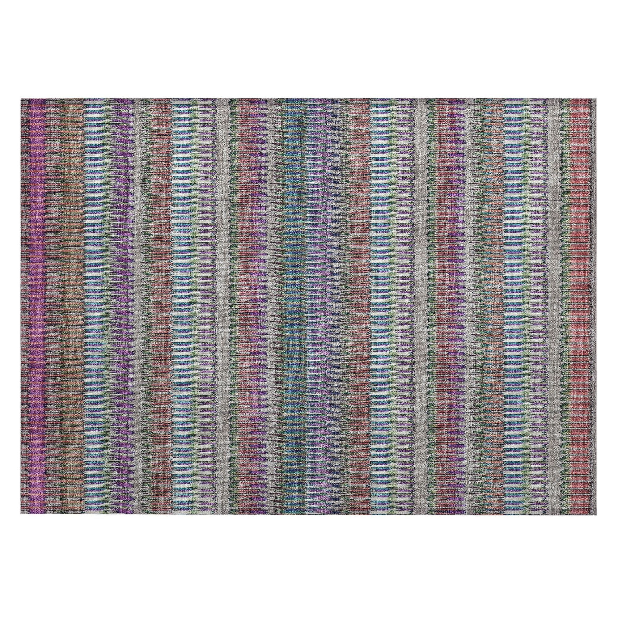Machine Washable Taupe Brown Rug - Indoor / Outdoor - Kids / Pet Friendly Stripes Print Rug