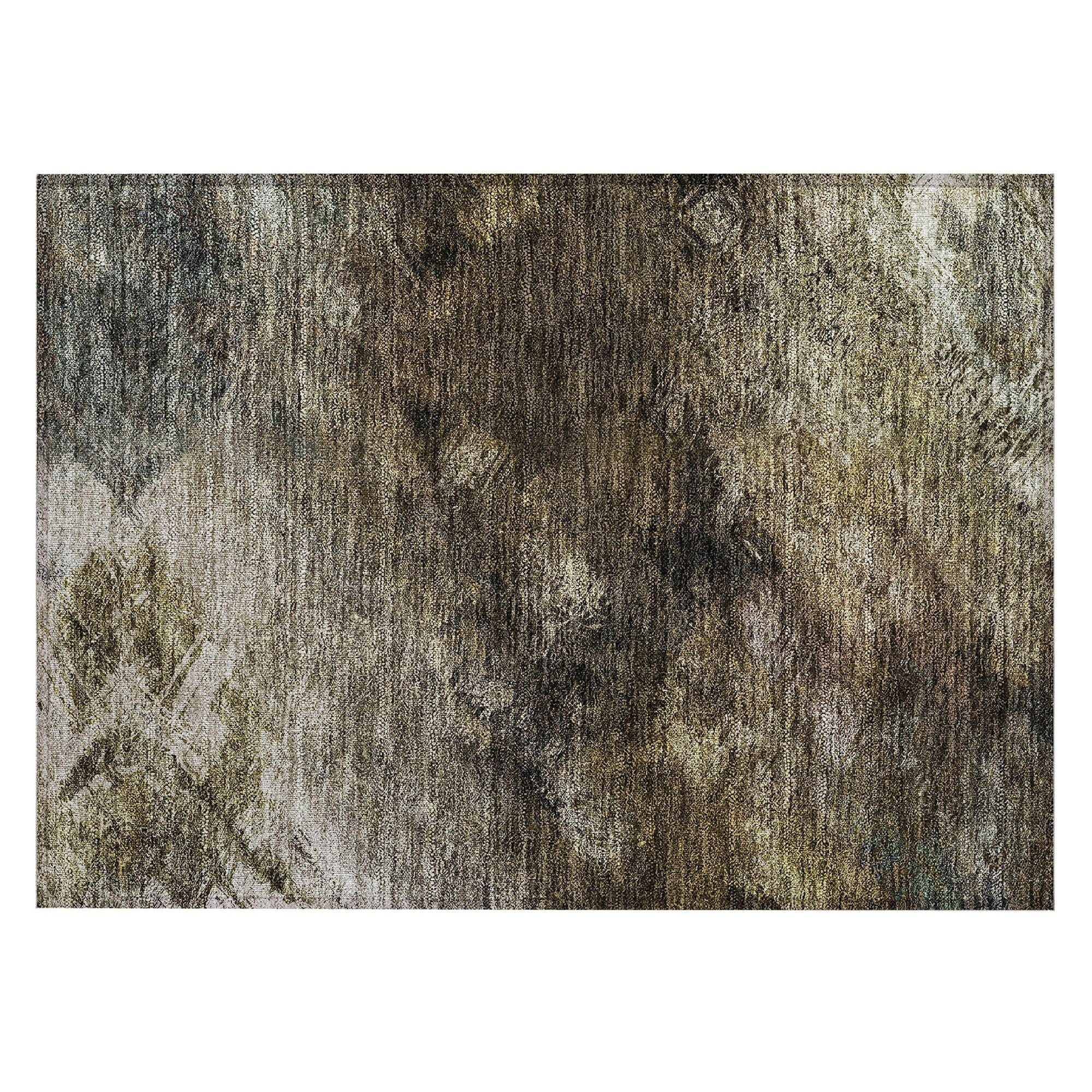Machine Washable Chocolate Brown Rug - Indoor / Outdoor - Kids / Pet Friendly Modern Print Rug