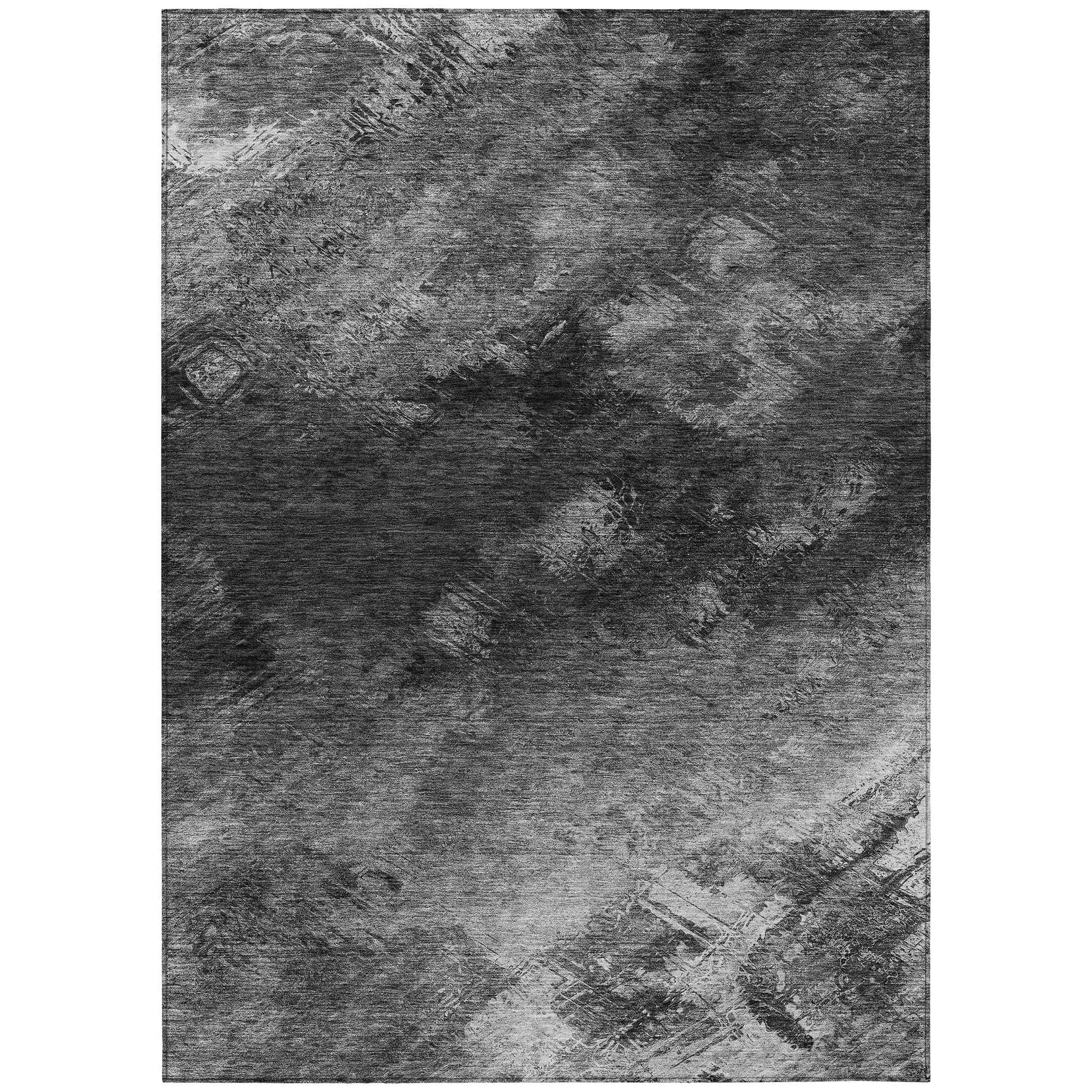 Machine Washable Gray Rug - Indoor / Outdoor - Kids / Pet Friendly Modern Print Rug