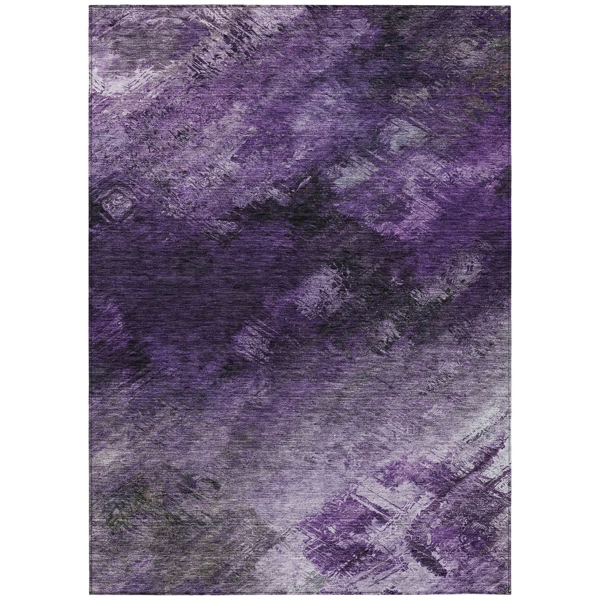 Machine Washable Purple Rug - Indoor / Outdoor - Kids / Pet Friendly Modern Print Rug