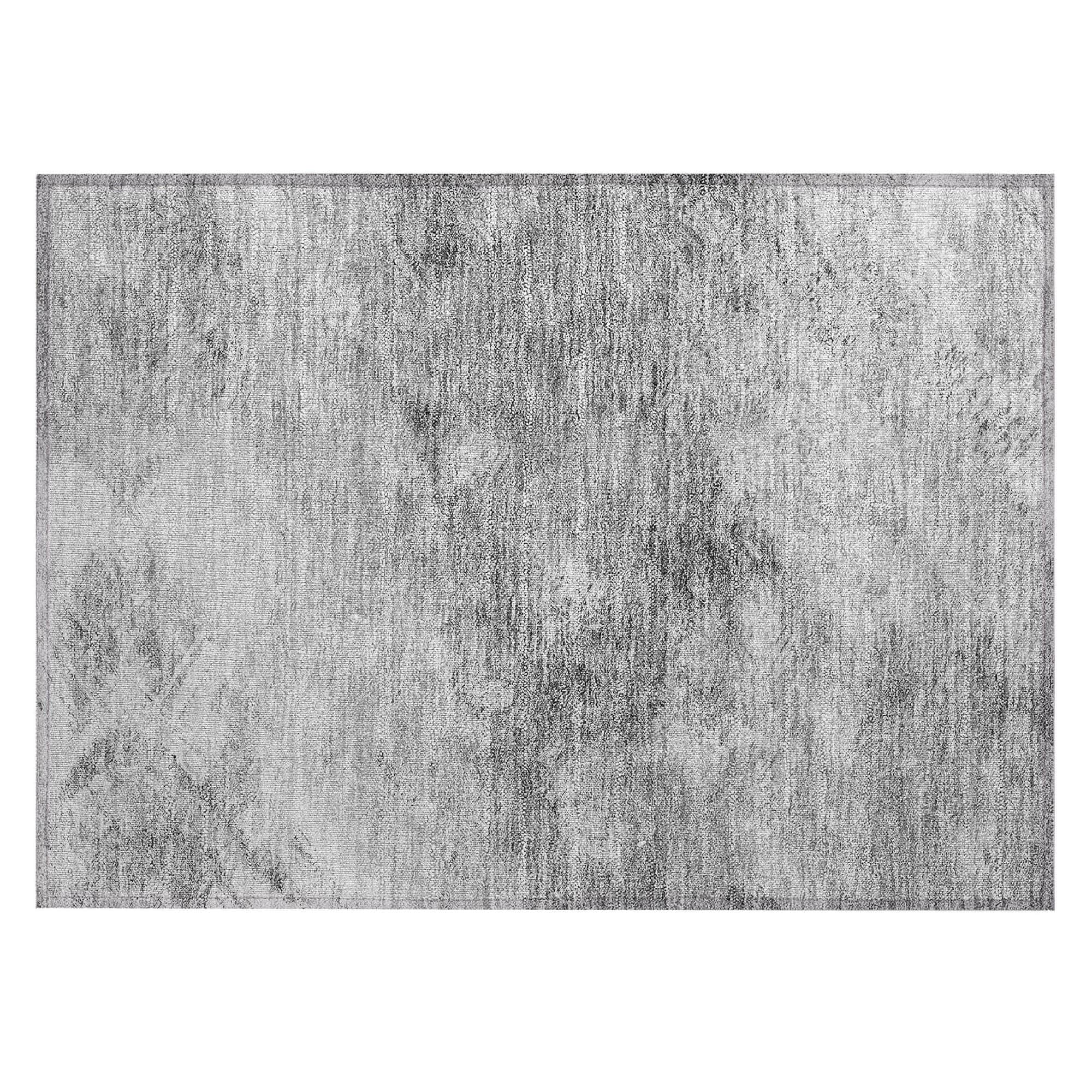 Machine Washable Silver Gray Rug - Indoor / Outdoor - Kids / Pet Friendly Modern Print Rug