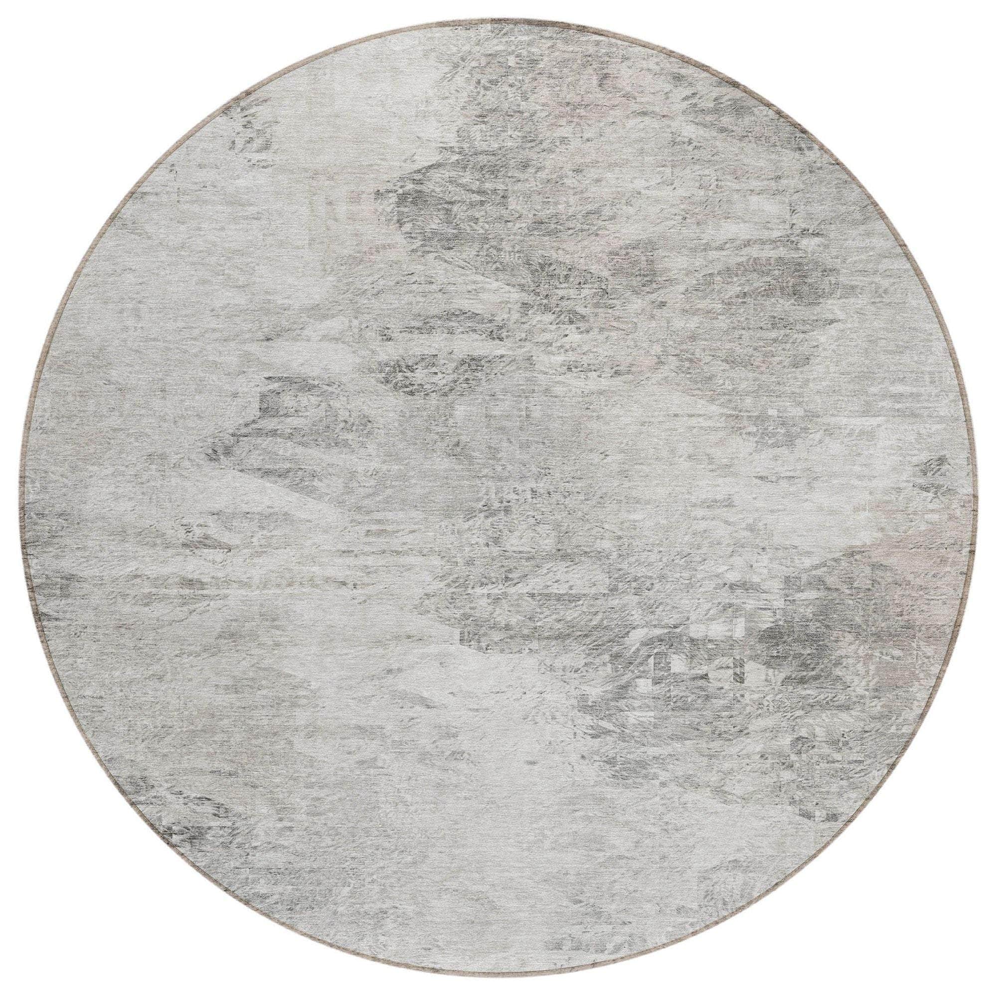 Machine Washable Silver Gray Rug - Indoor / Outdoor - Kids / Pet Friendly Abstract Print Rug