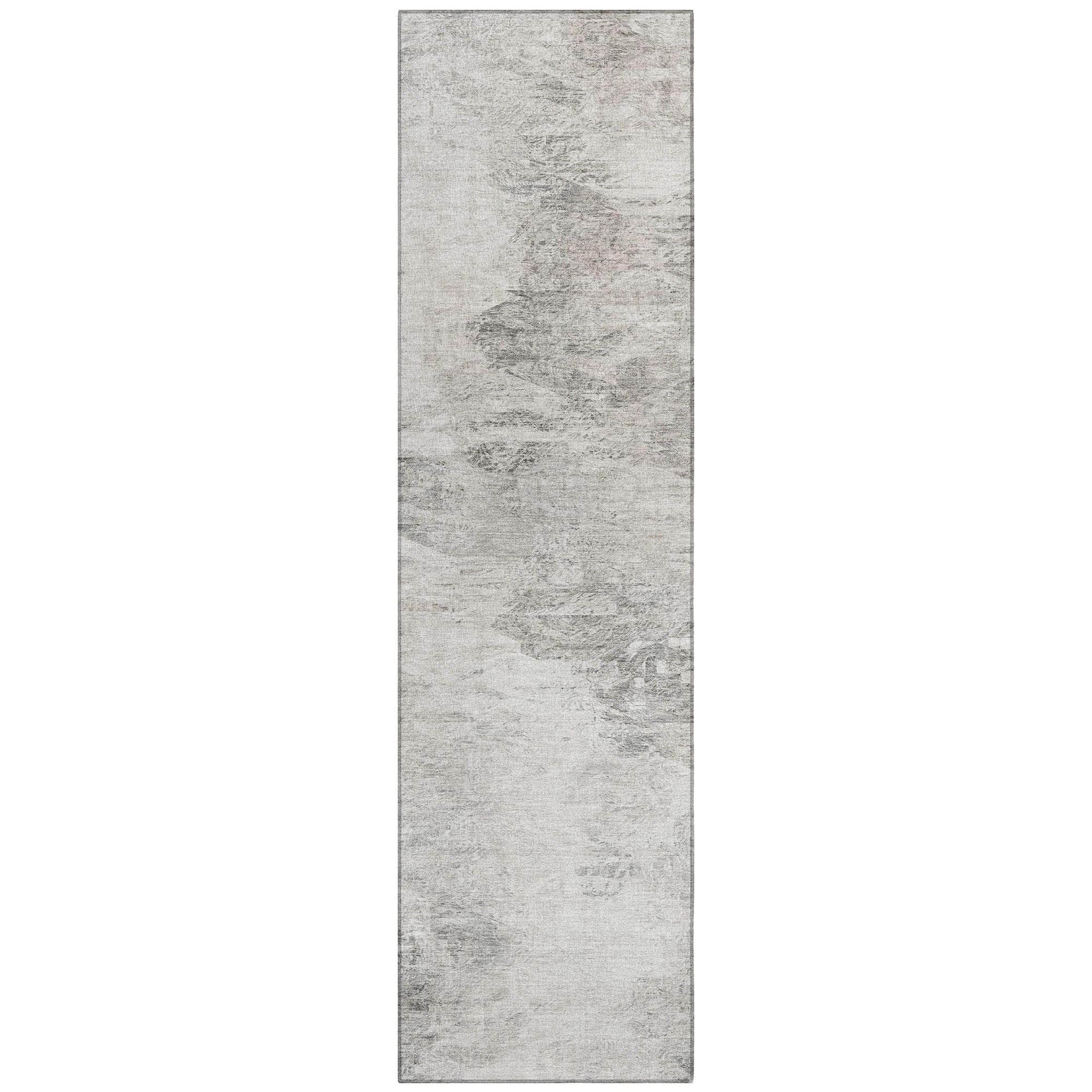 Machine Washable Silver Gray Rug - Indoor / Outdoor - Kids / Pet Friendly Abstract Print Rug