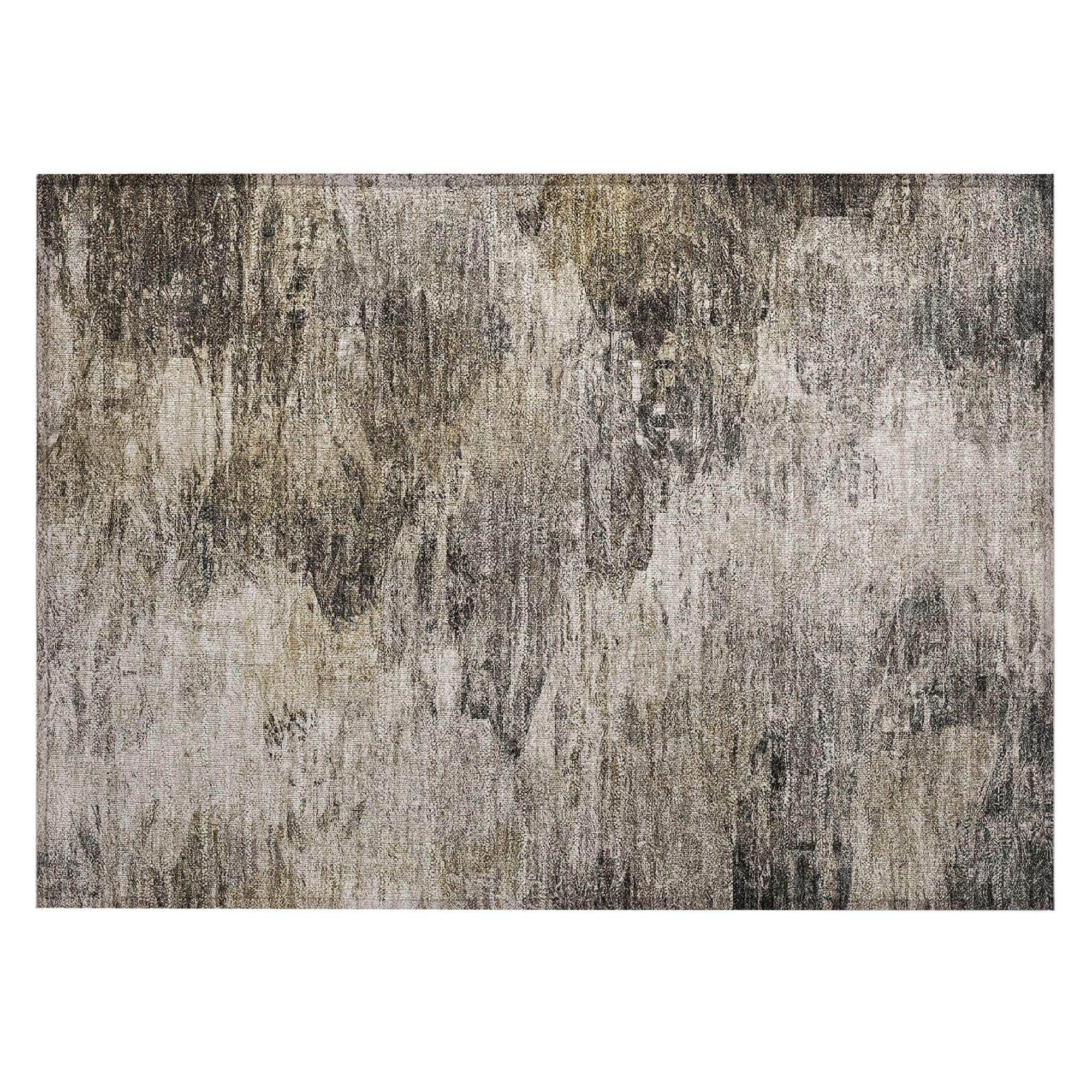 Machine Washable Taupe Brown Rug - Indoor / Outdoor - Kids / Pet Friendly Abstract Print Rug