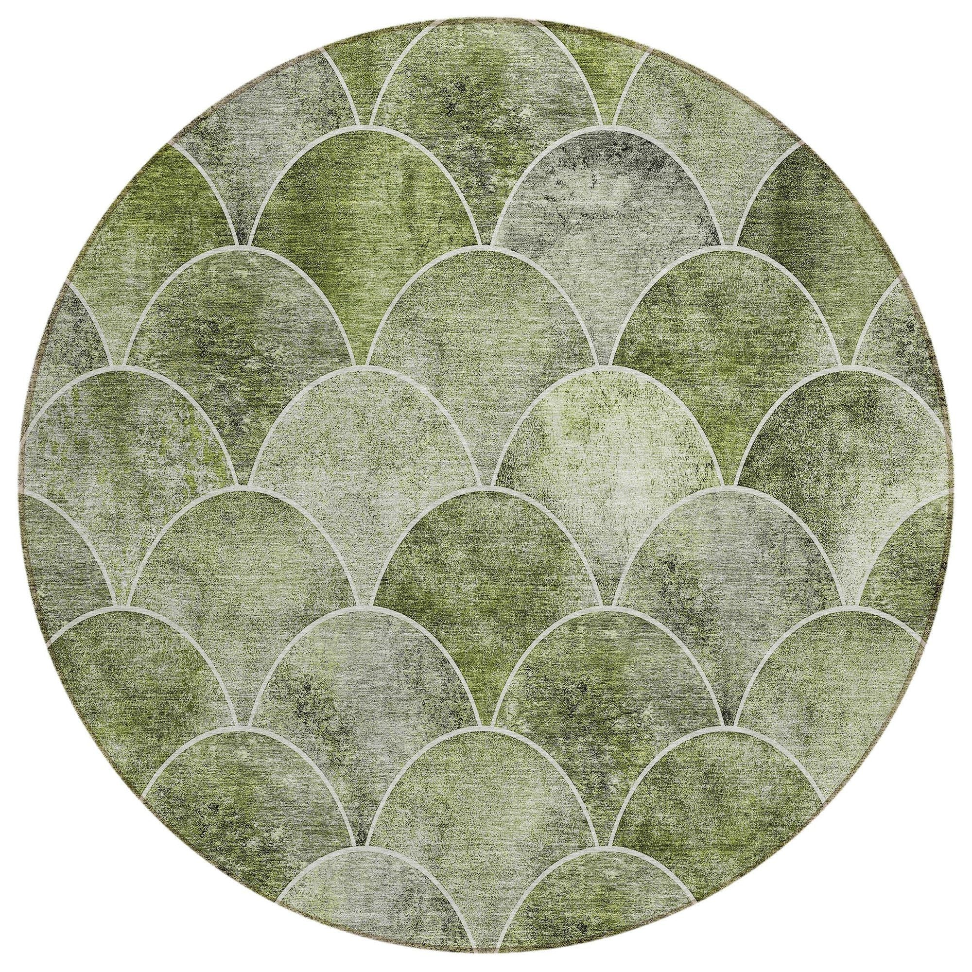 Machine Washable Green Rug - Indoor / Outdoor - Kids / Pet Friendly Modern Print Rug