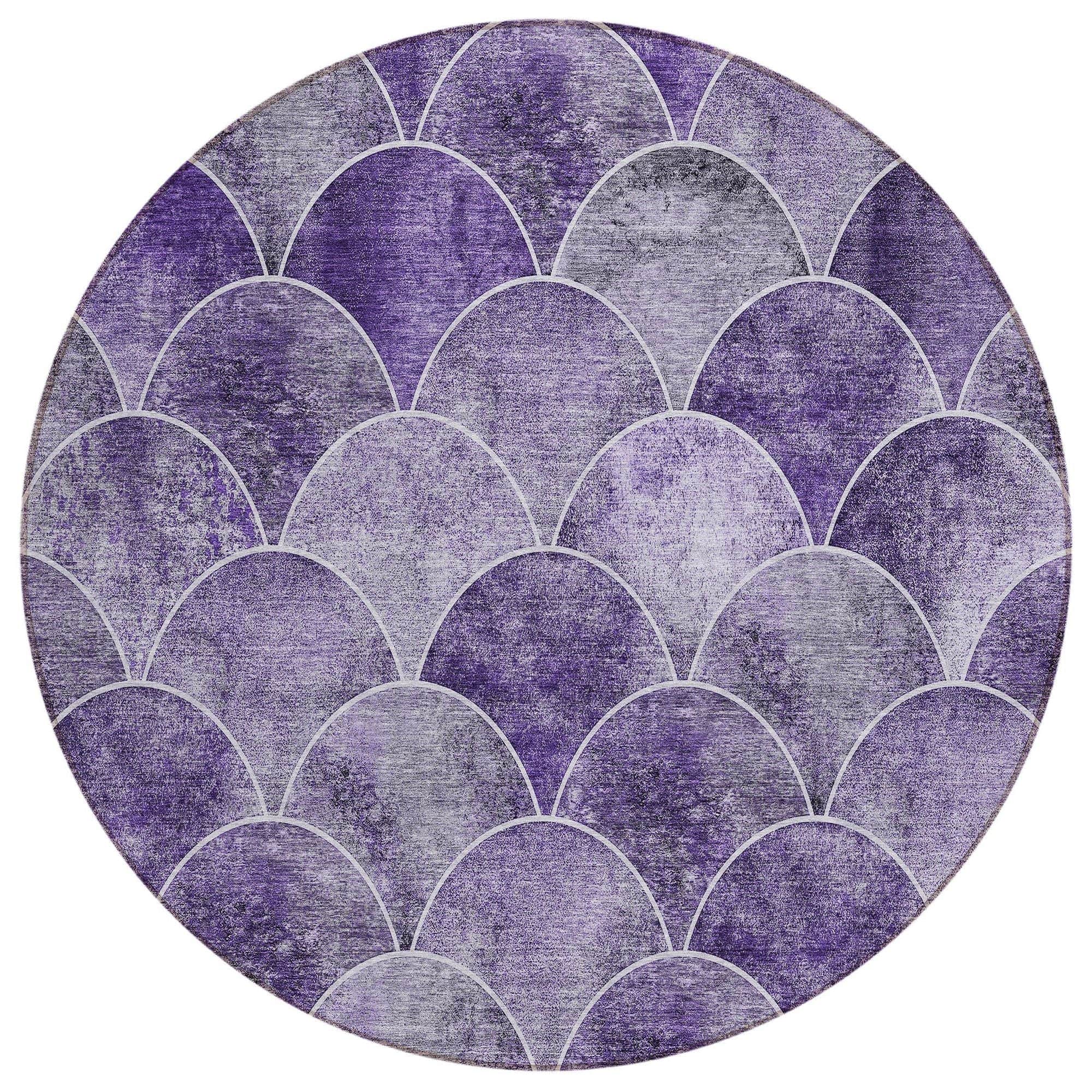 Machine Washable Purple Rug - Indoor / Outdoor - Kids / Pet Friendly Modern Print Rug