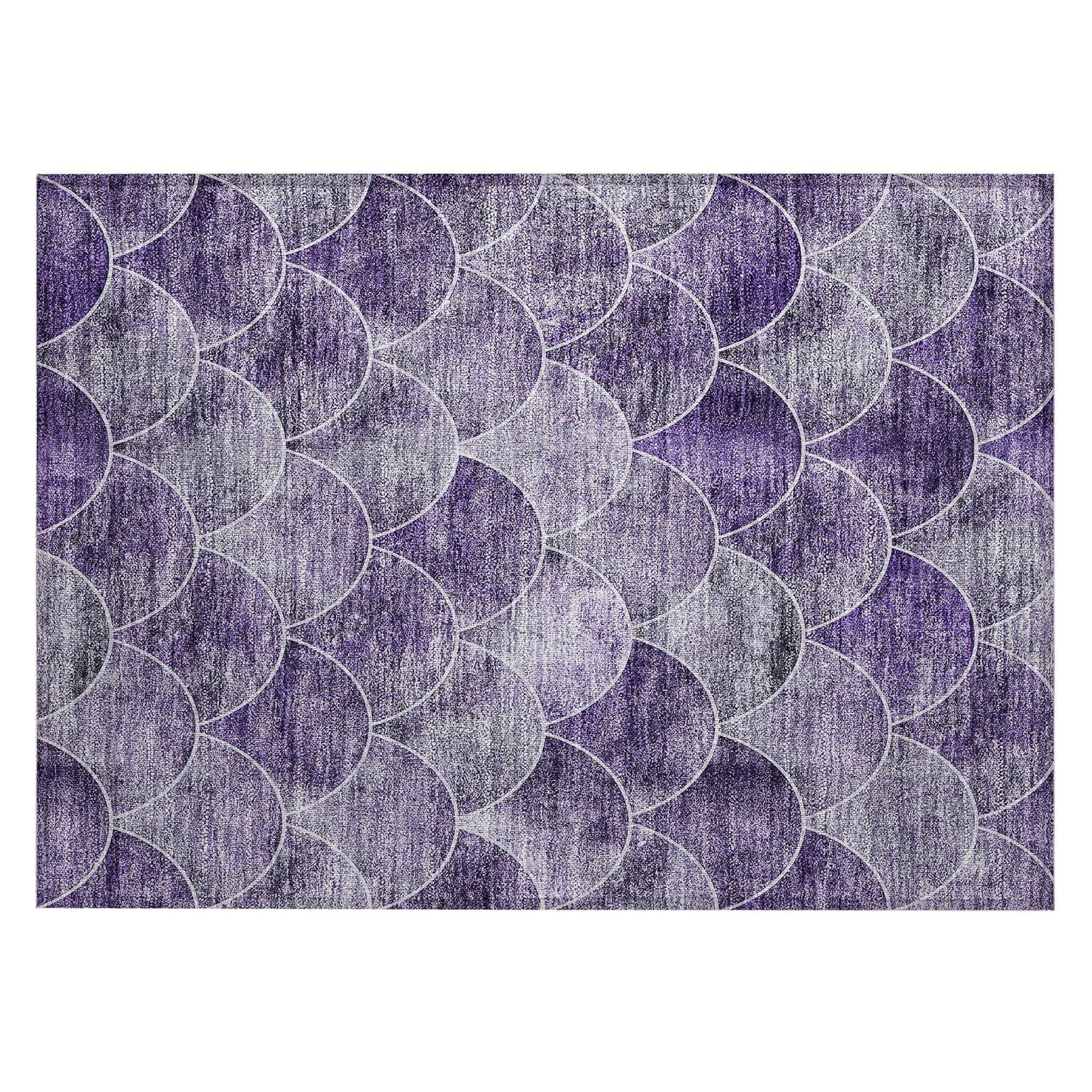 Machine Washable Purple Rug - Indoor / Outdoor - Kids / Pet Friendly Modern Print Rug