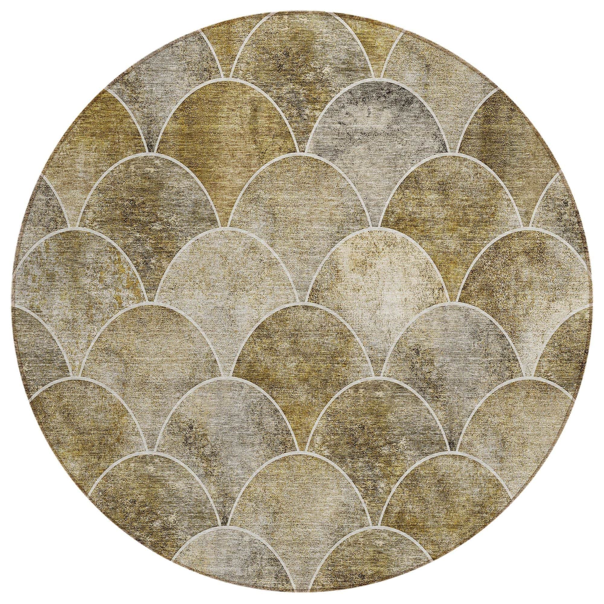 Machine Washable Taupe Brown Rug - Indoor / Outdoor - Kids / Pet Friendly Modern Print Rug