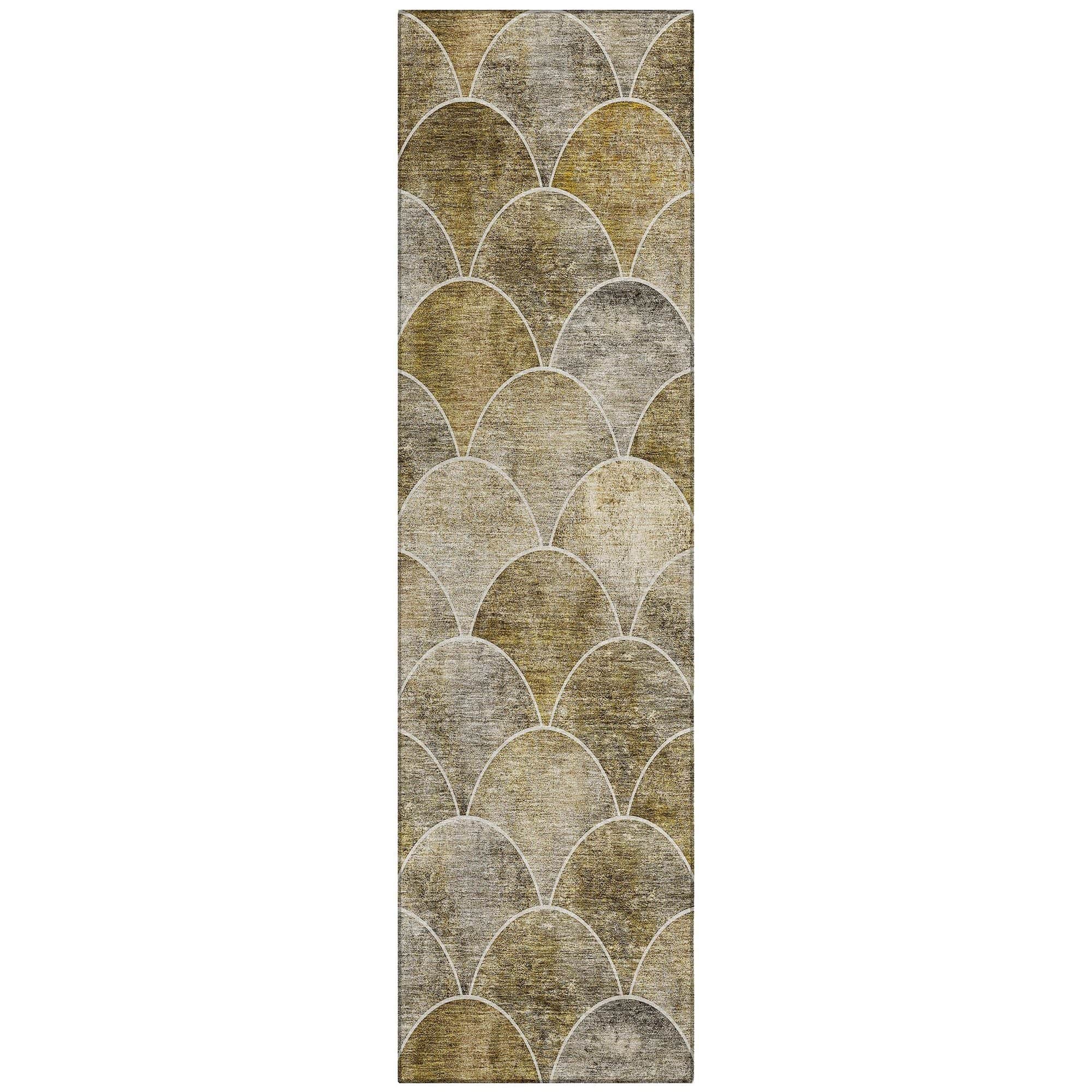 Machine Washable Taupe Brown Rug - Indoor / Outdoor - Kids / Pet Friendly Modern Print Rug