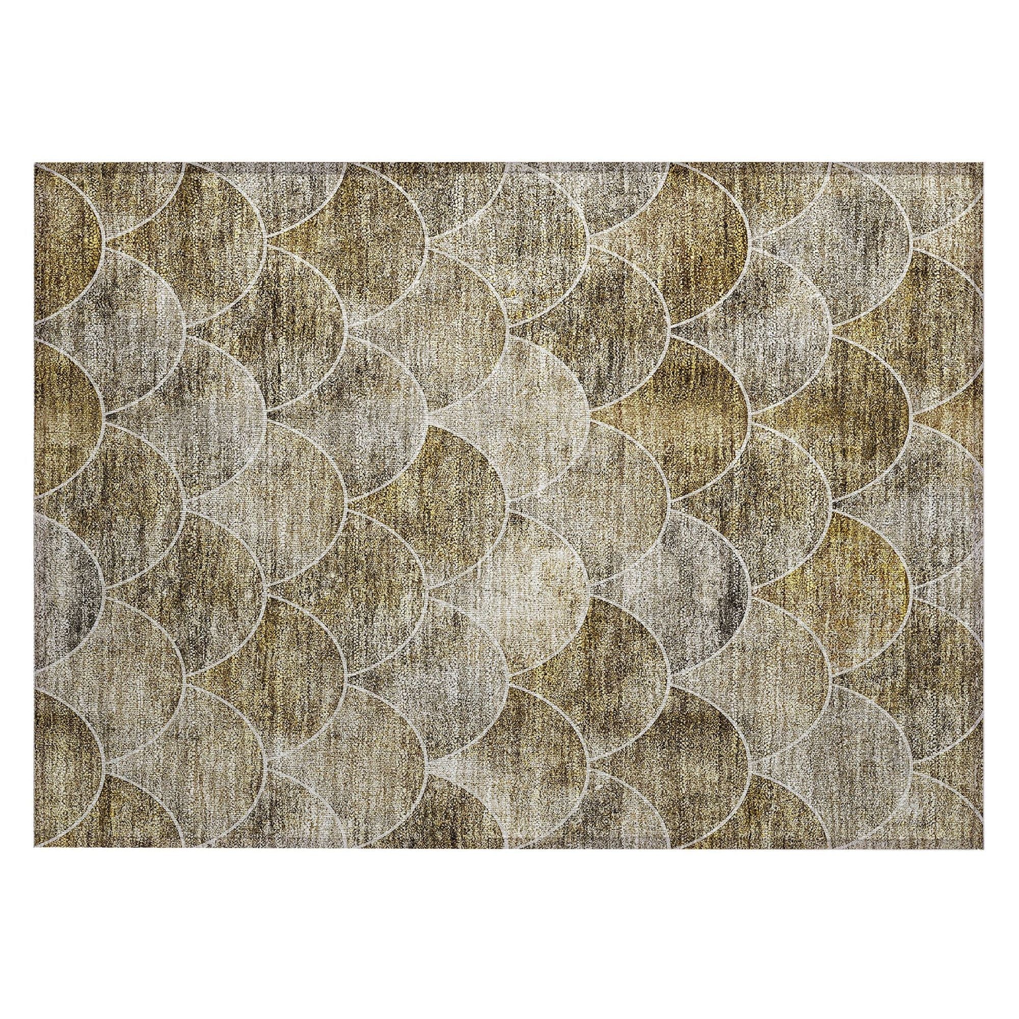 Machine Washable Taupe Brown Rug - Indoor / Outdoor - Kids / Pet Friendly Modern Print Rug