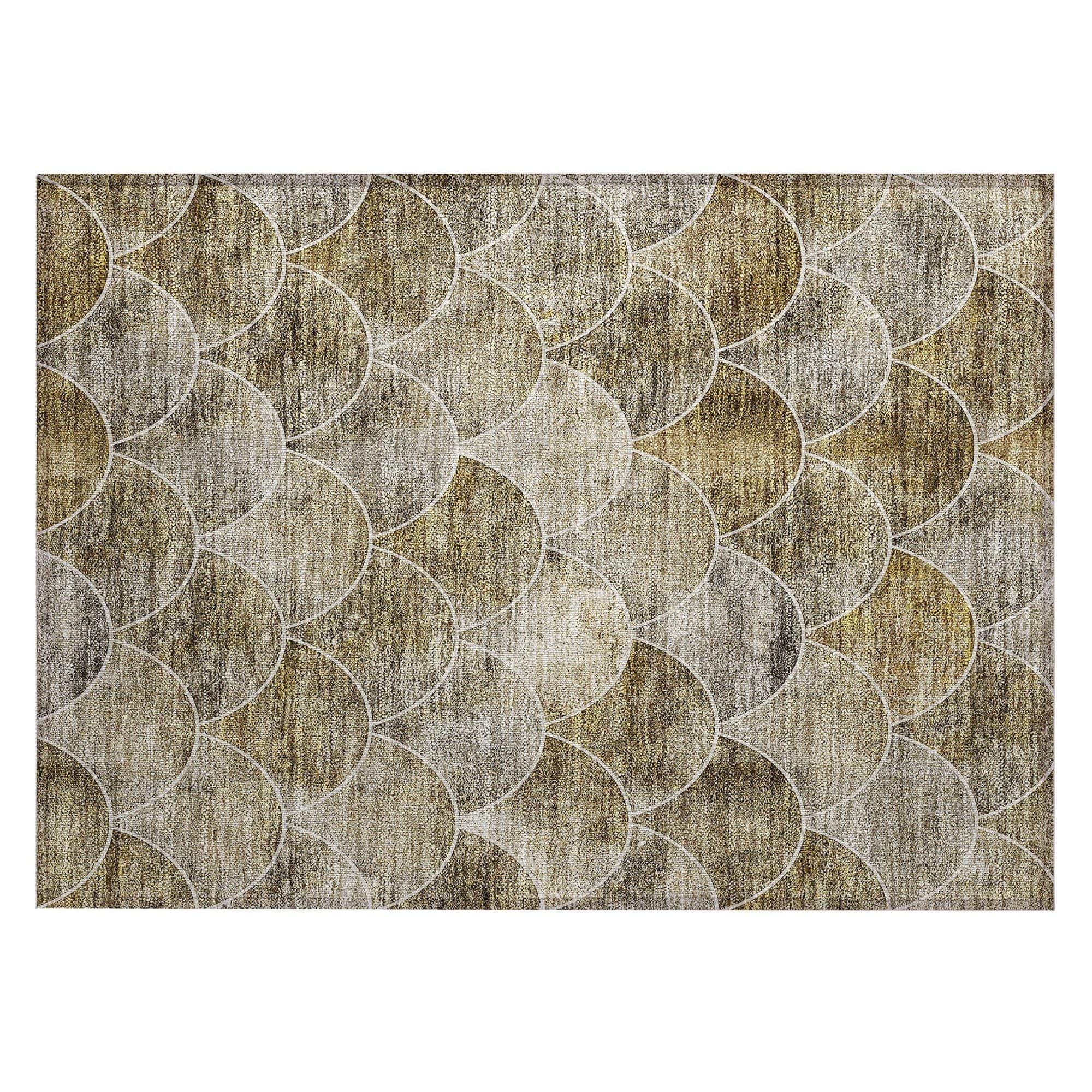 Machine Washable Taupe Brown Rug - Indoor / Outdoor - Kids / Pet Friendly Modern Print Rug