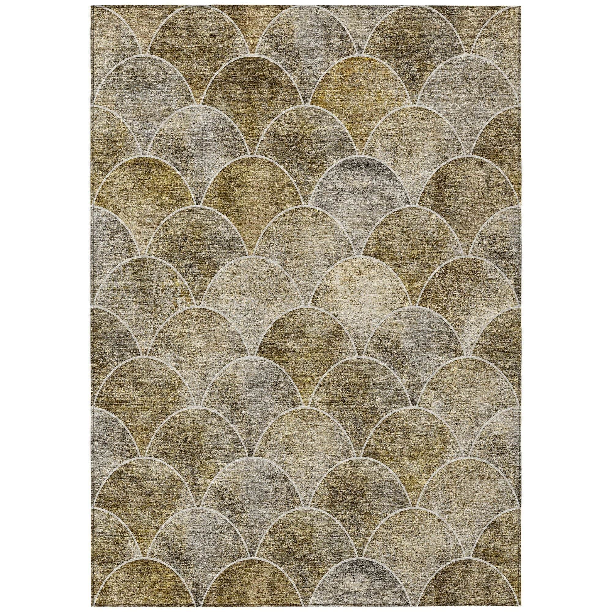 Machine Washable Taupe Brown Rug - Indoor / Outdoor - Kids / Pet Friendly Modern Print Rug